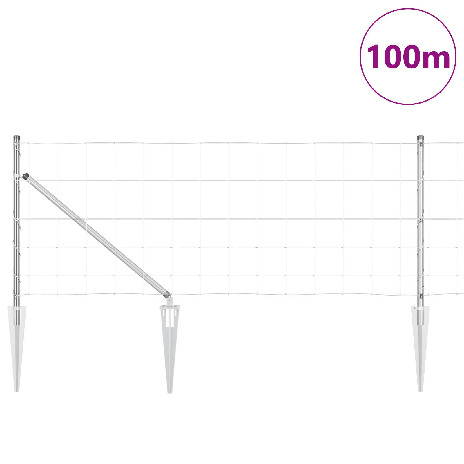 vidaXL Feldzaun 0,8x100 m Verzinkter Stahl