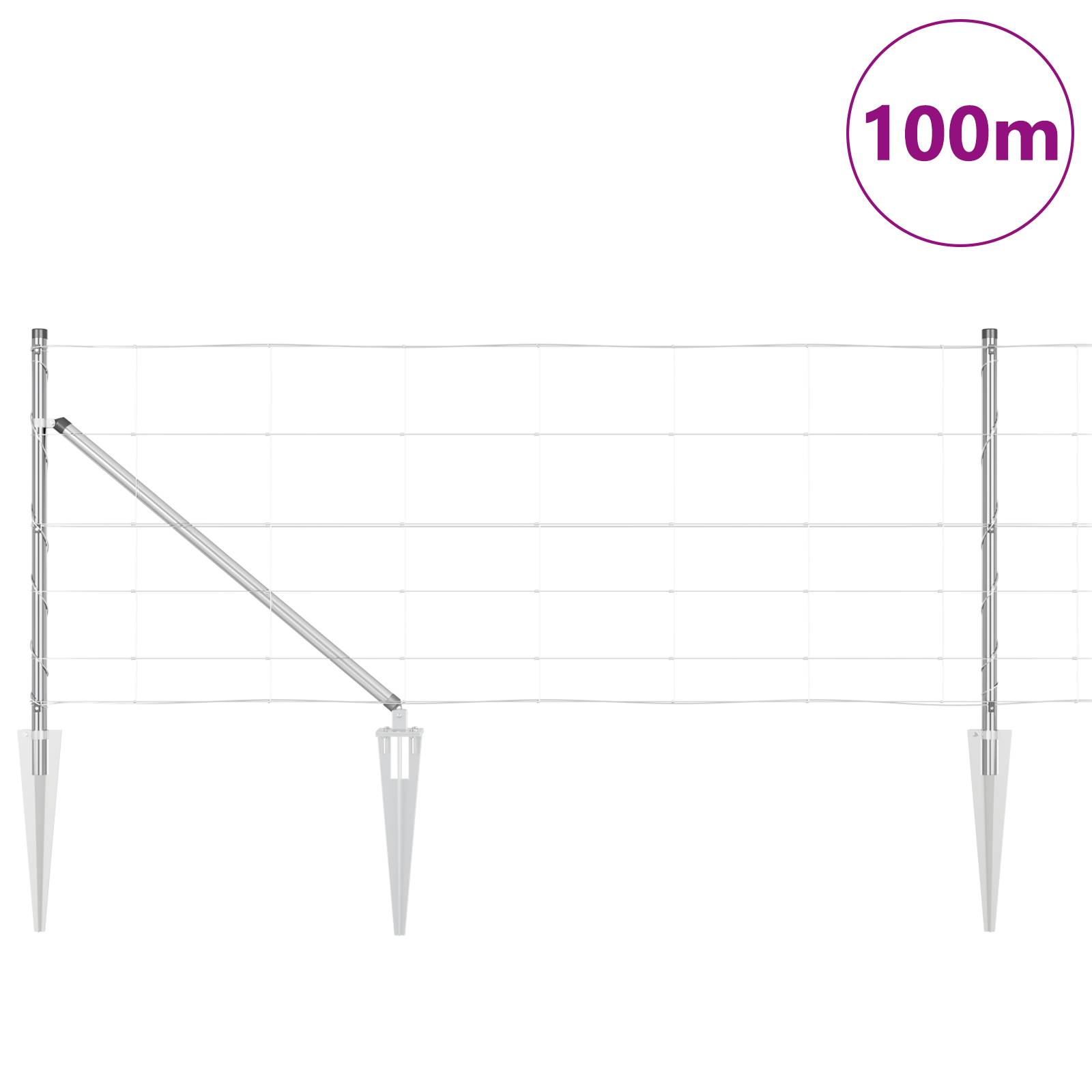vidaXL Feldzaun 0,8x100 m Verzinkter Stahl