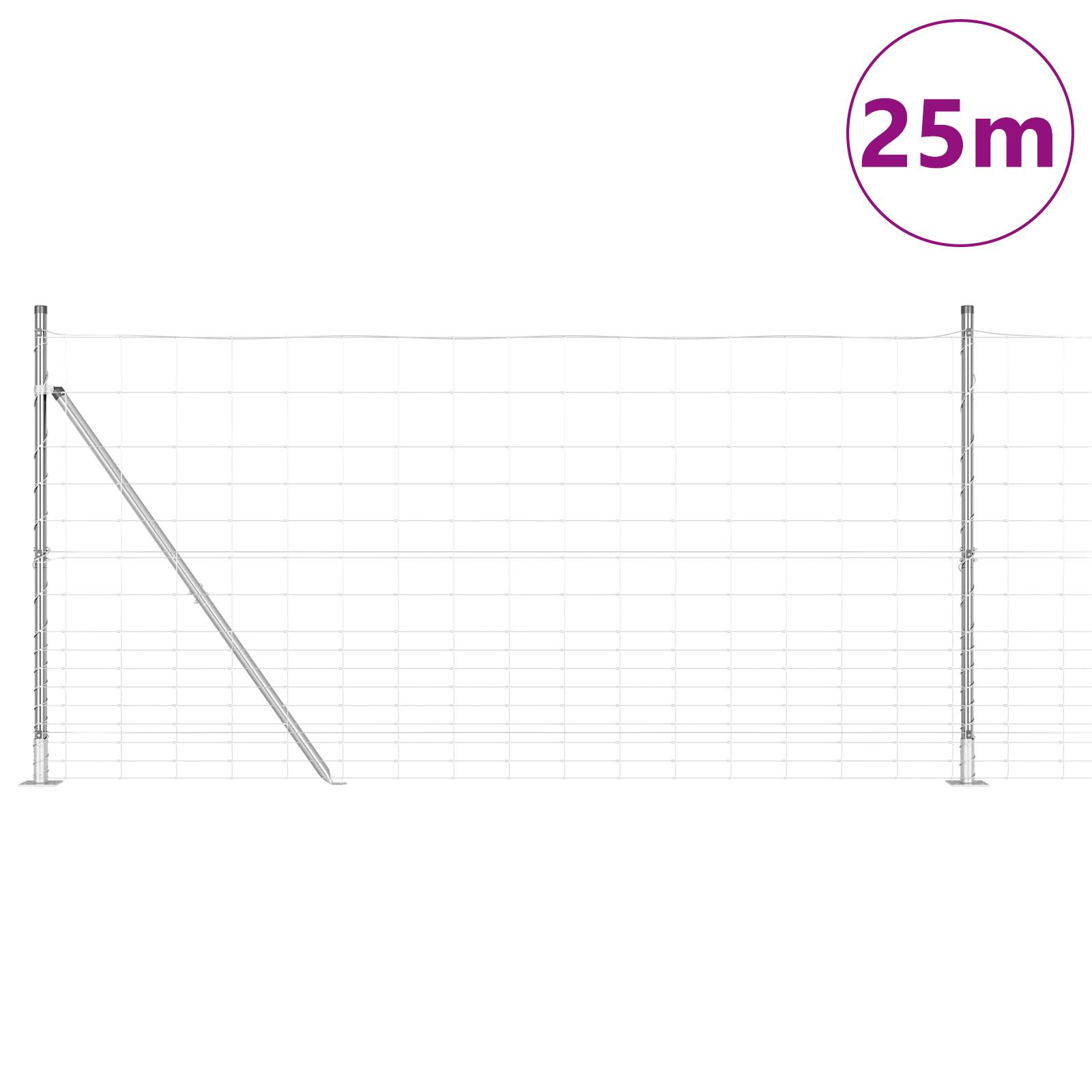 vidaXL Feldzaun 1,2 x 25 m Verzinkter Stahl