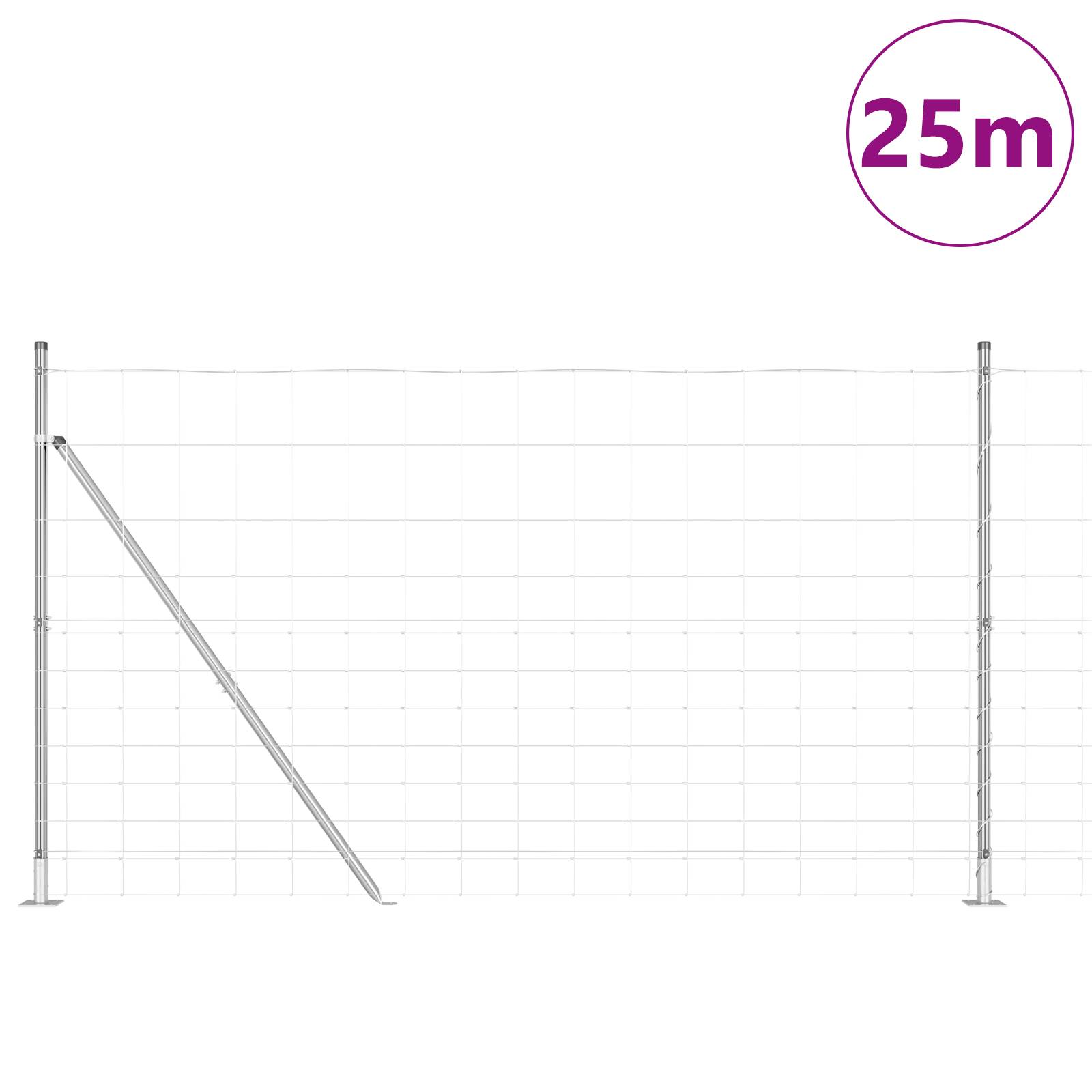 vidaXL Feldzaun 1,4x25 m Verzinkter Stahl