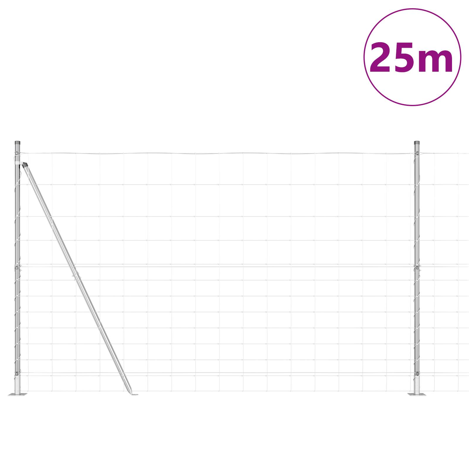 vidaXL Feldzaun 1,5x25 m Verzinkter Stahl