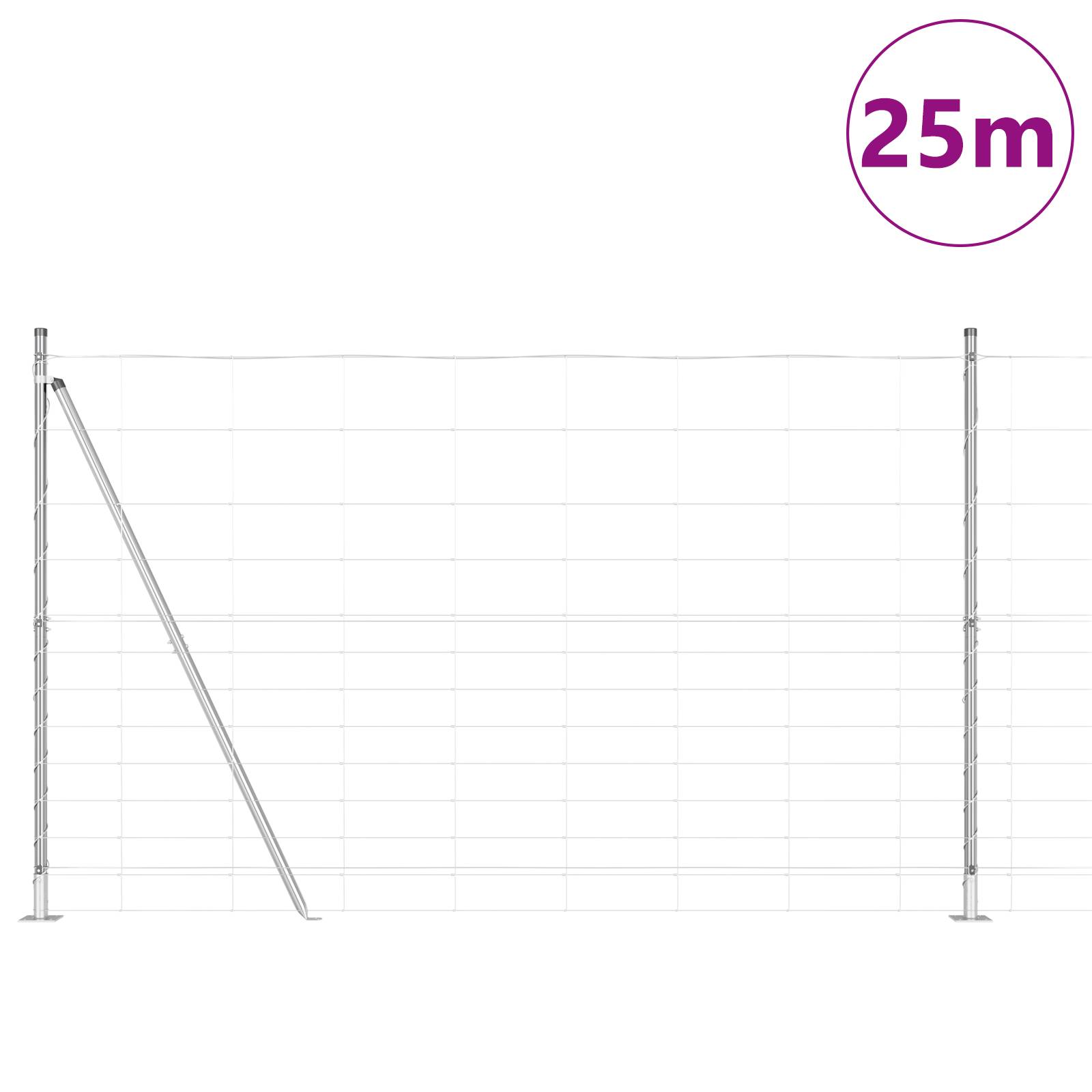 vidaXL Feldzaun 1,5x25 m Verzinkter Stahl