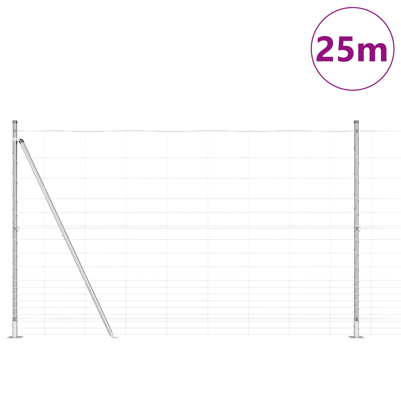 vidaXL Feldzaun 1,5x25 m Verzinkter Stahl