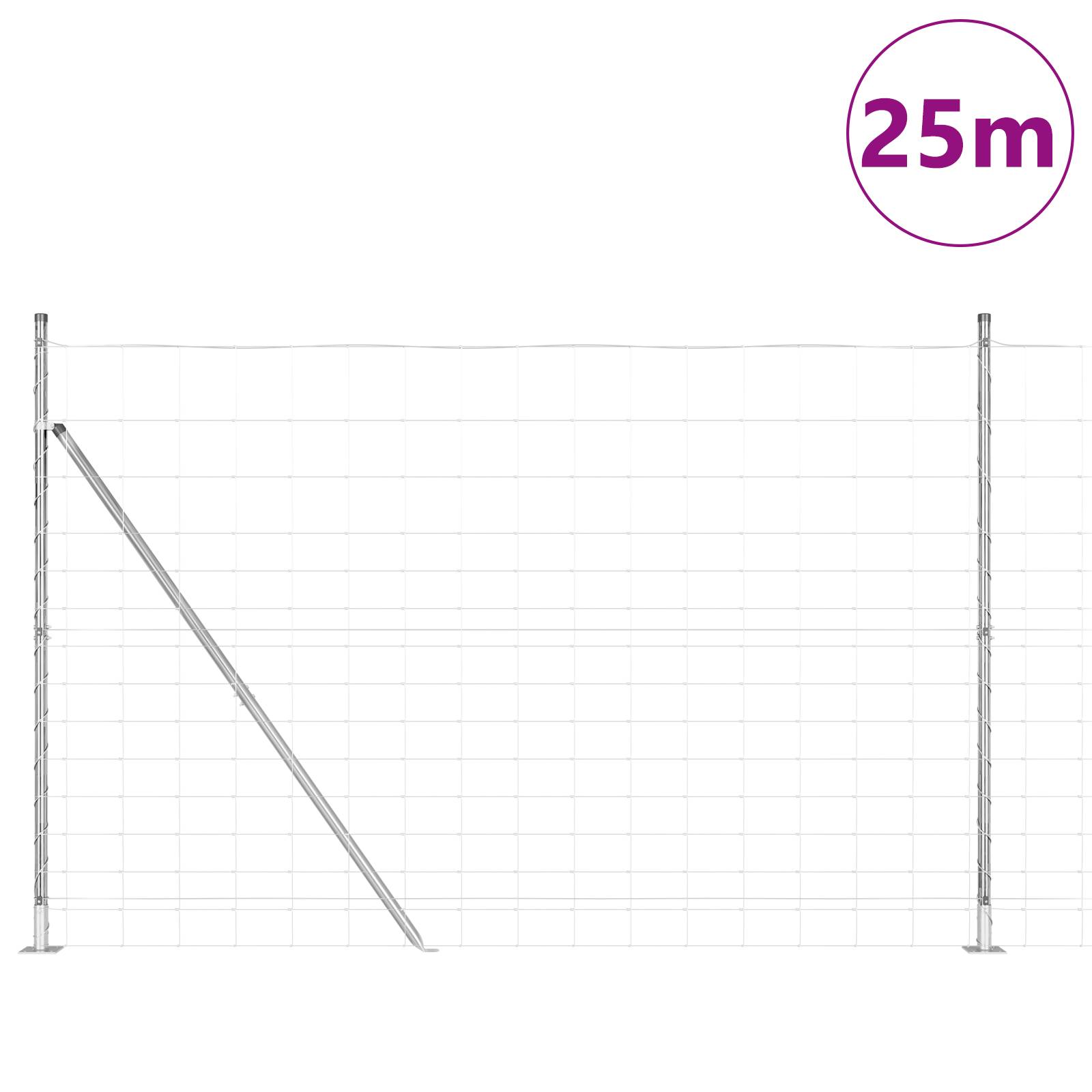 vidaXL Feldzaun 1,6x25 m Verzinkter Stahl