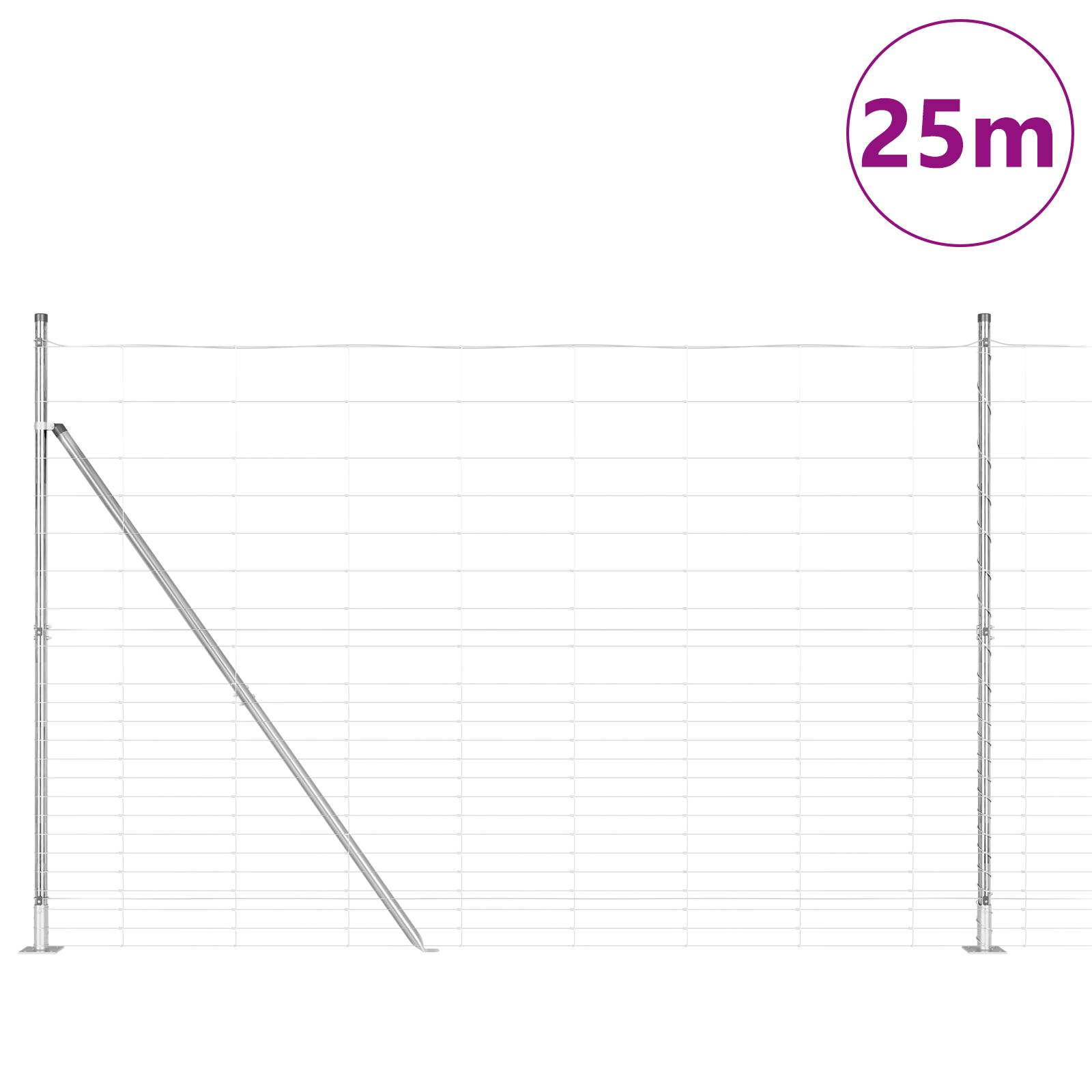 vidaXL Feldzaun 1,6x25 m Verzinkter Stahl