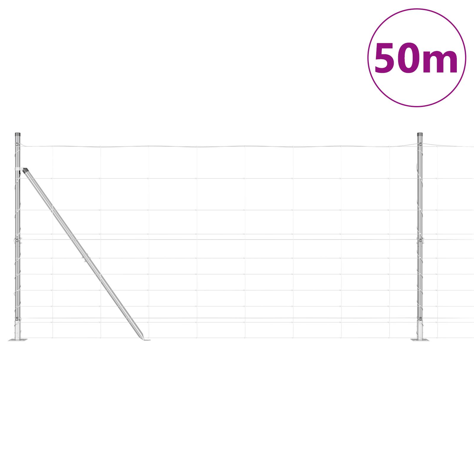 vidaXL Feldzaun 1,2 x 50 m Verzinkter Stahl
