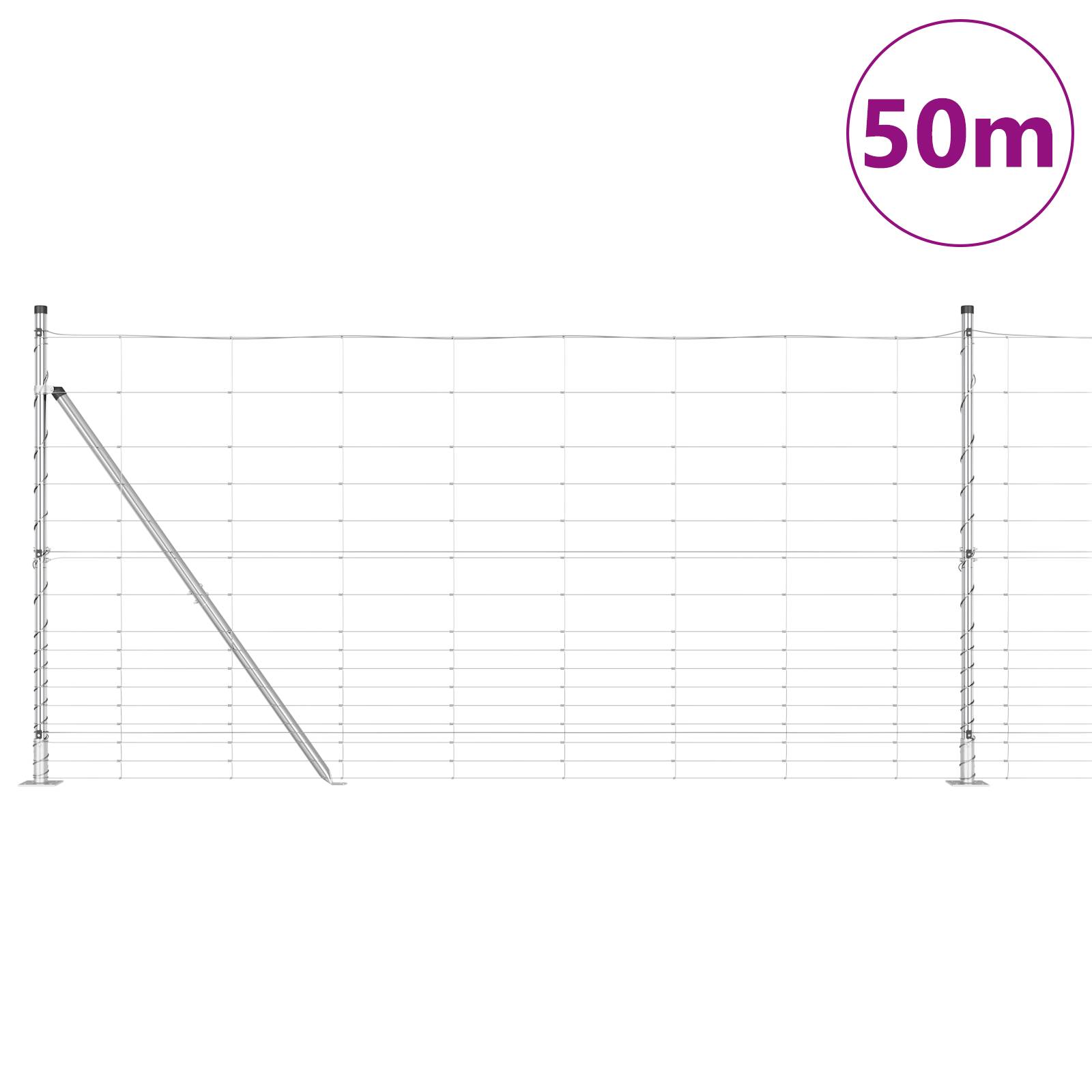 vidaXL Feldzaun 1,2x50 m Verzinkter Stahl