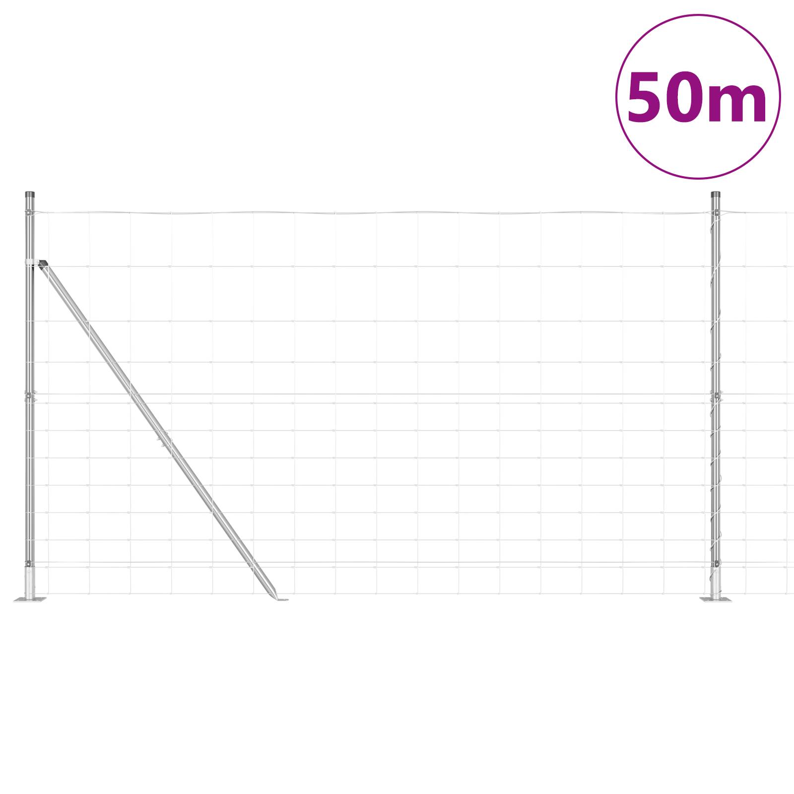 vidaXL Feldzaun 1,4x50 m Verzinkter Stahl