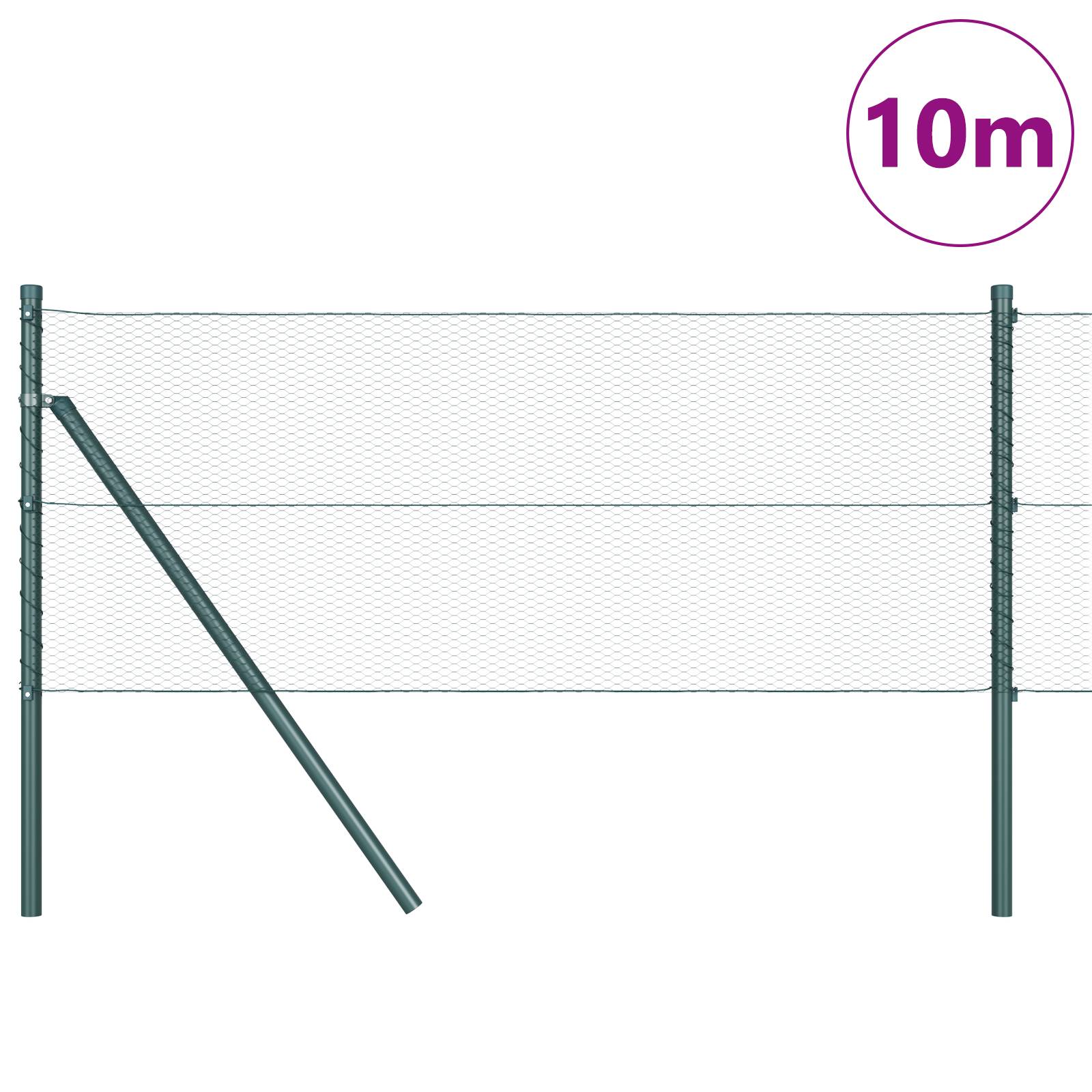 vidaXL Sechseckzaun Grün 0,6x10 m Stahl