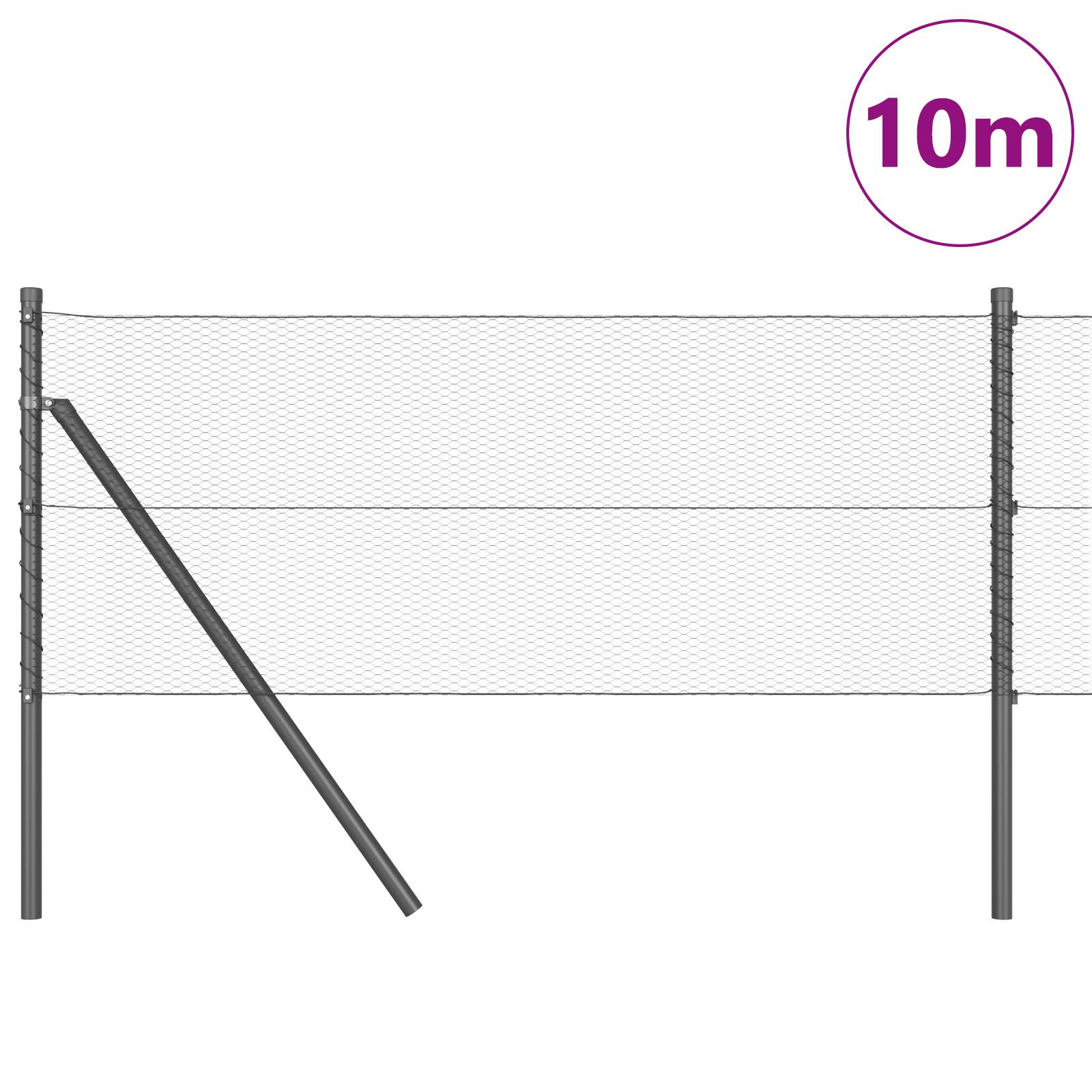 vidaXL Sechseckzaun Grau 0,6x10 m Stahl