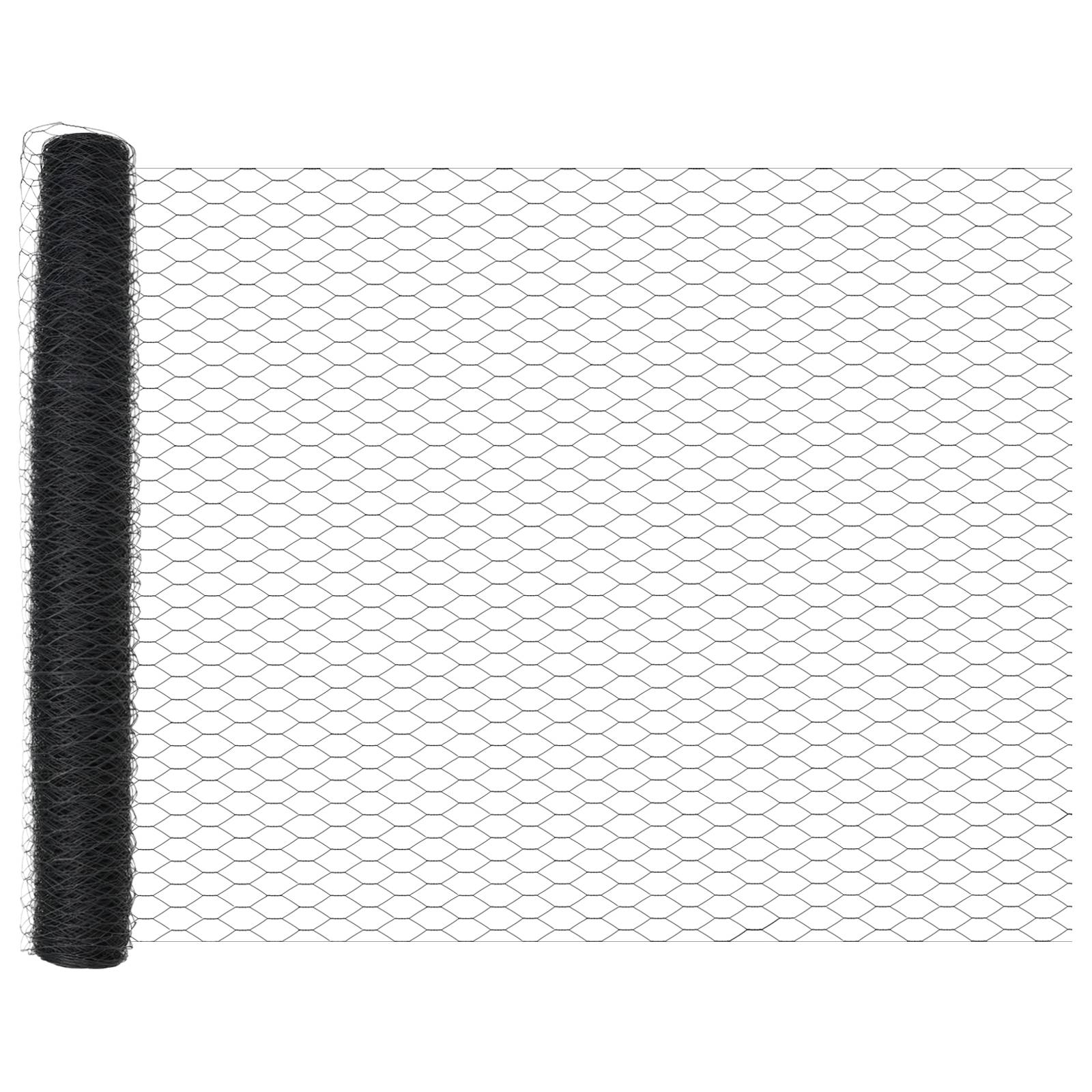 vidaXL Sechseckzaun Grau 1.4x25 m Stahl