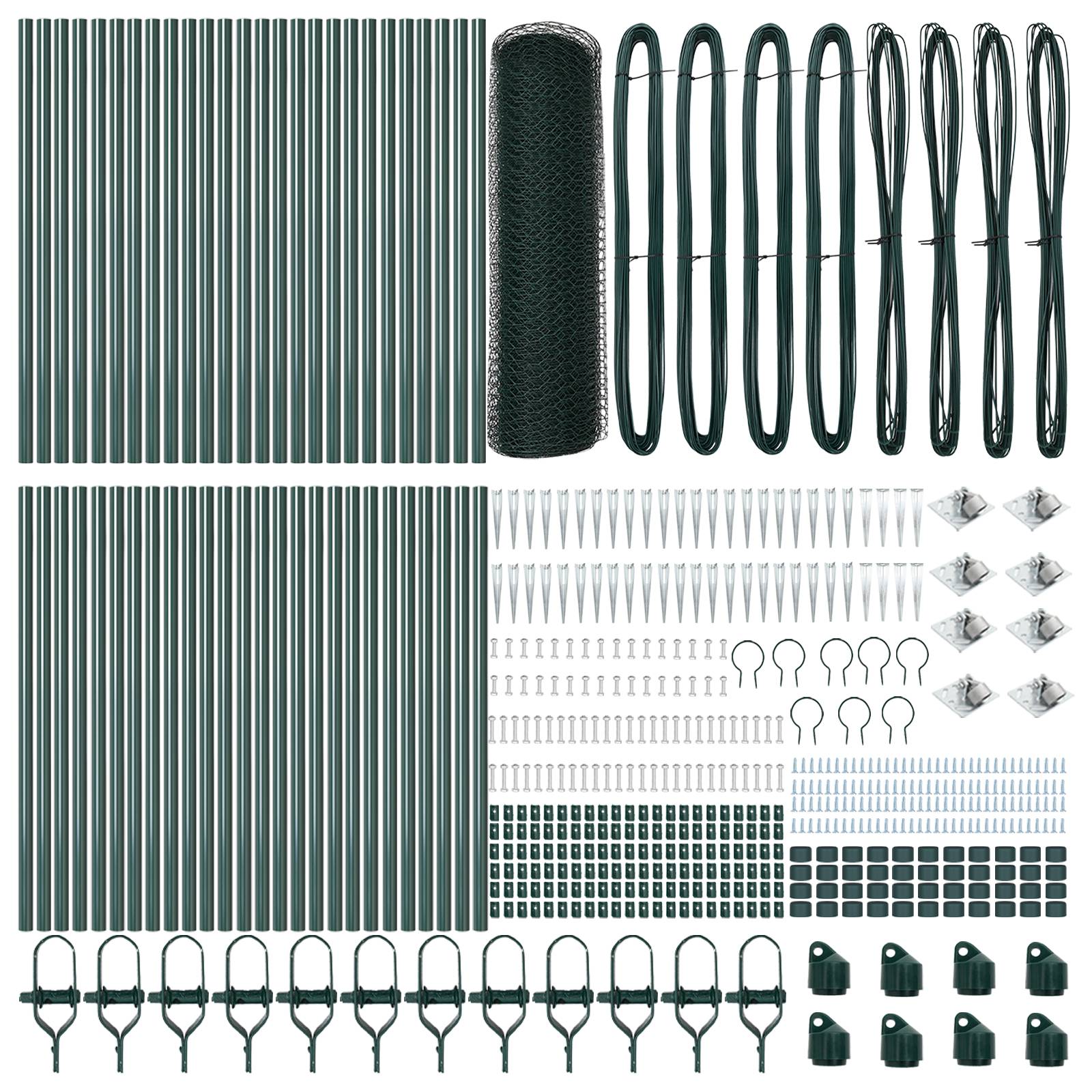 vidaXL Hexagonzaun Grün 0.4x100 m Stahl