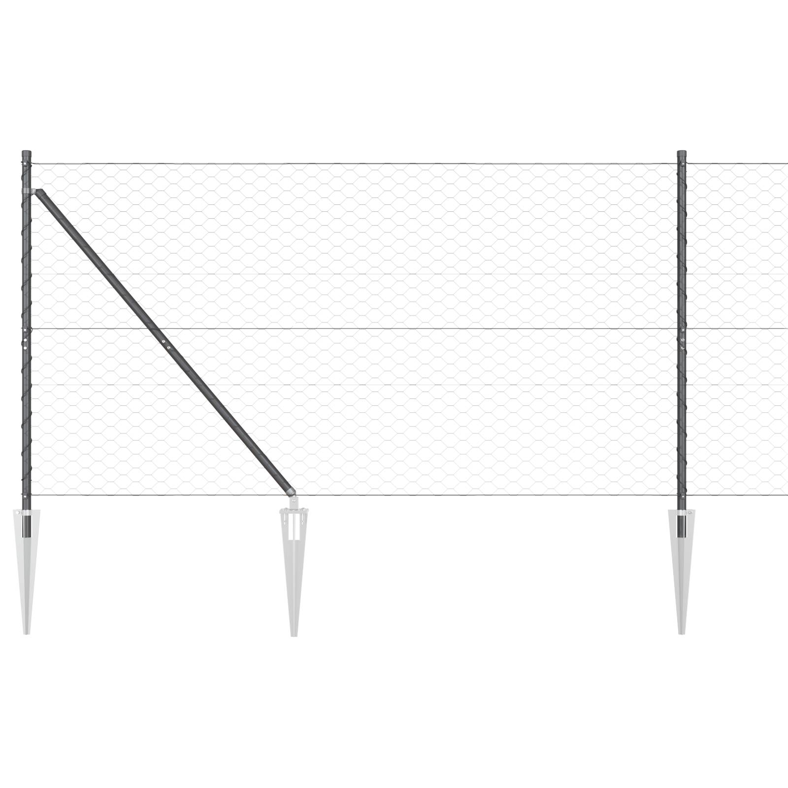 vidaXL Sechseckzaun Grau 1,2x50 m Stahl