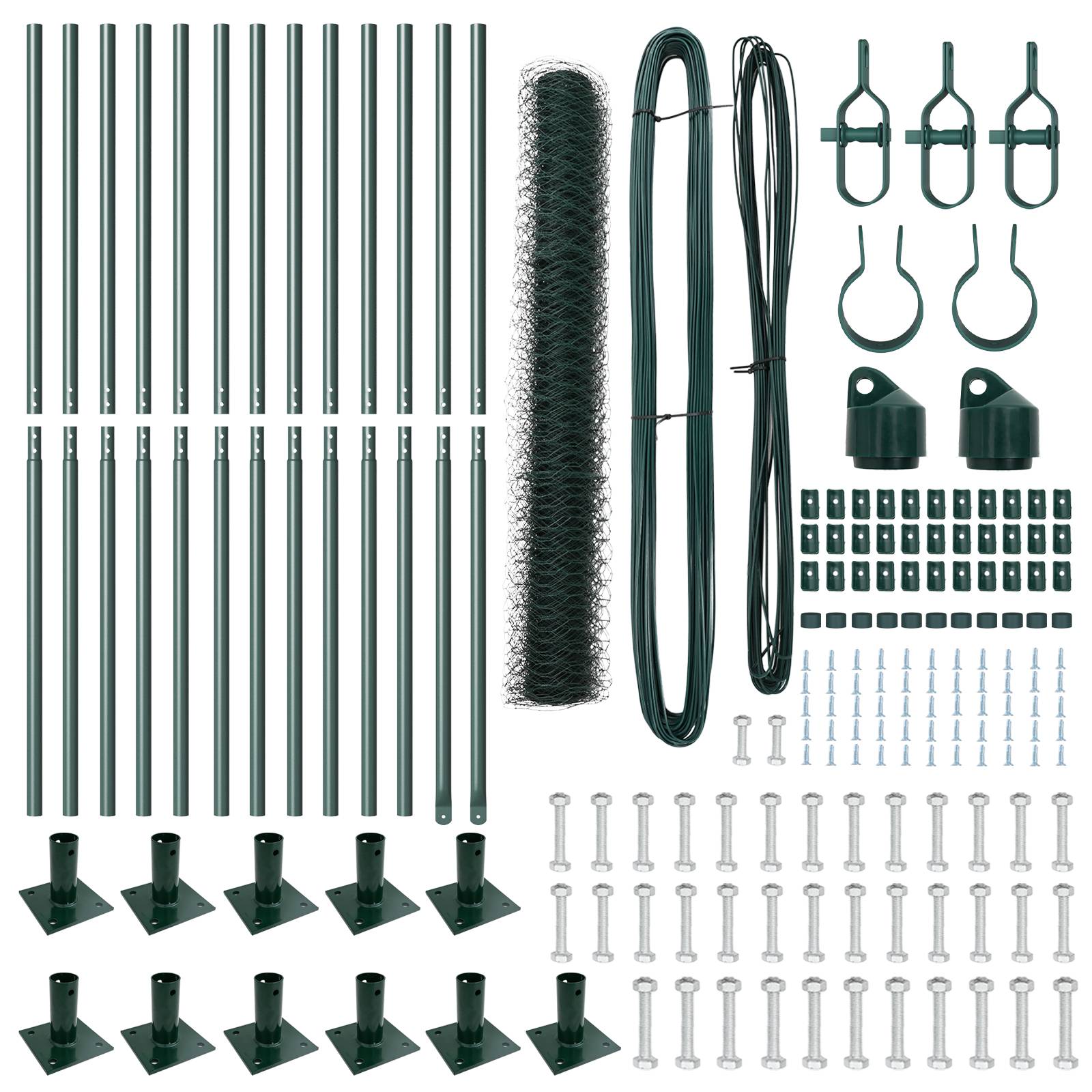 vidaXL Zaun Set Set von 2 Moosgrün Pulverbeschichteter Stahl 25 x 1 m