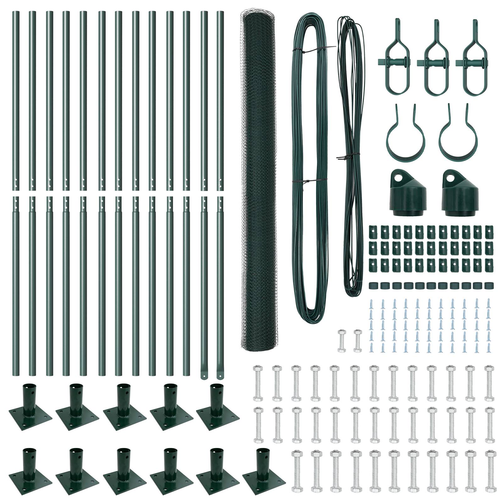 vidaXL Zaun-Set 2er Set Grün Metall, PVC 25 x 1.5 m Langlebig