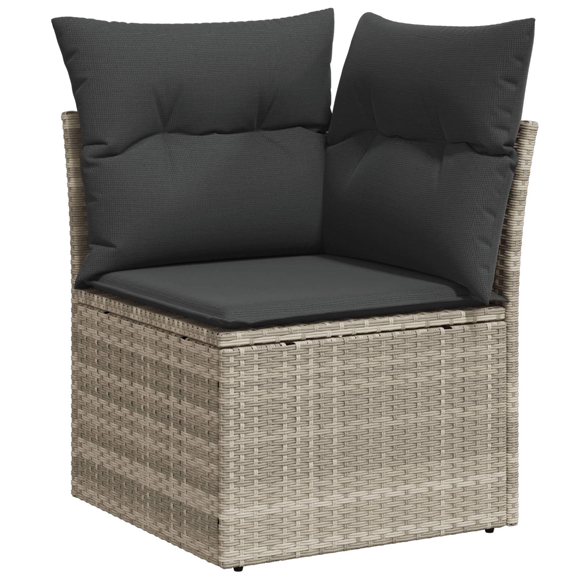 vidaXL 8-teiliges Garten-Sofa-Set mit Kissen in Hellgrau aus Poly-Rattan