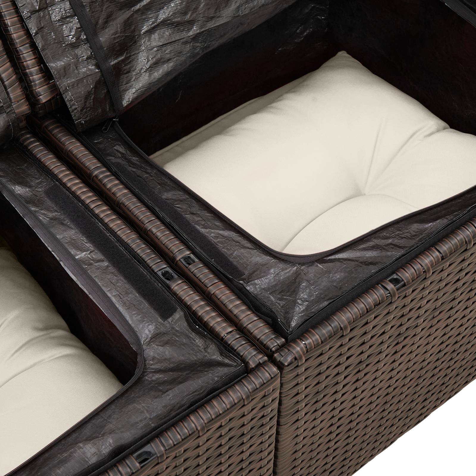vidaXL 6-teiliges Garten-Sofa-Set mit Kissen in Braun Poly Rattan