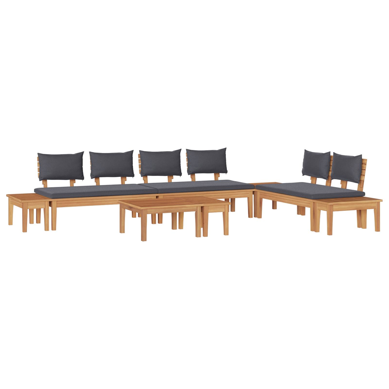 vidaXL 5-tlg. Gartenbank-Set mit Kissen Massivholz Teak