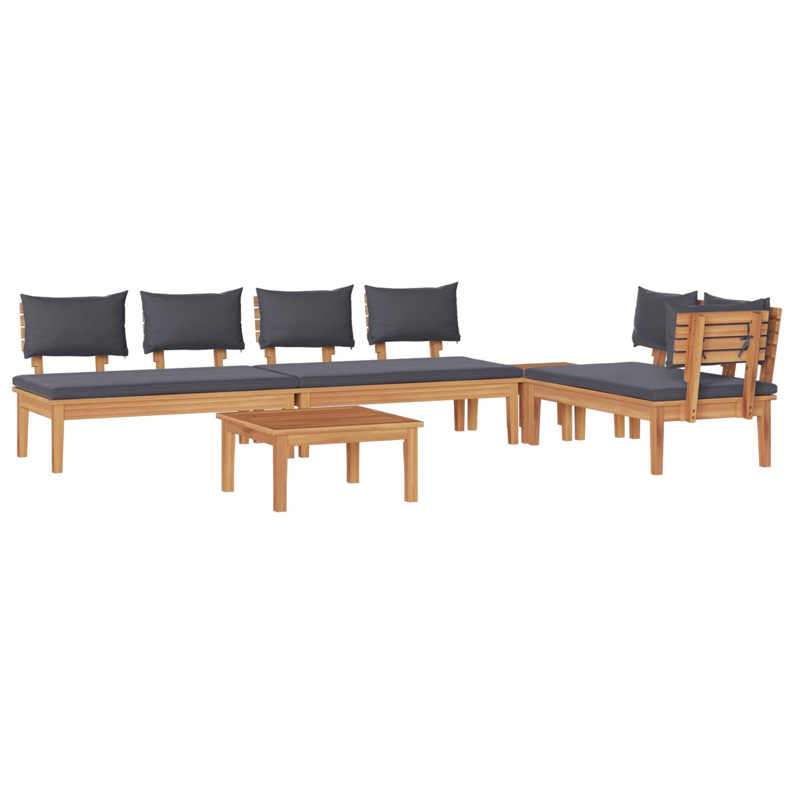 vidaXL 5-tlg. Gartentischset mit Kissen - Robustes Teakholz