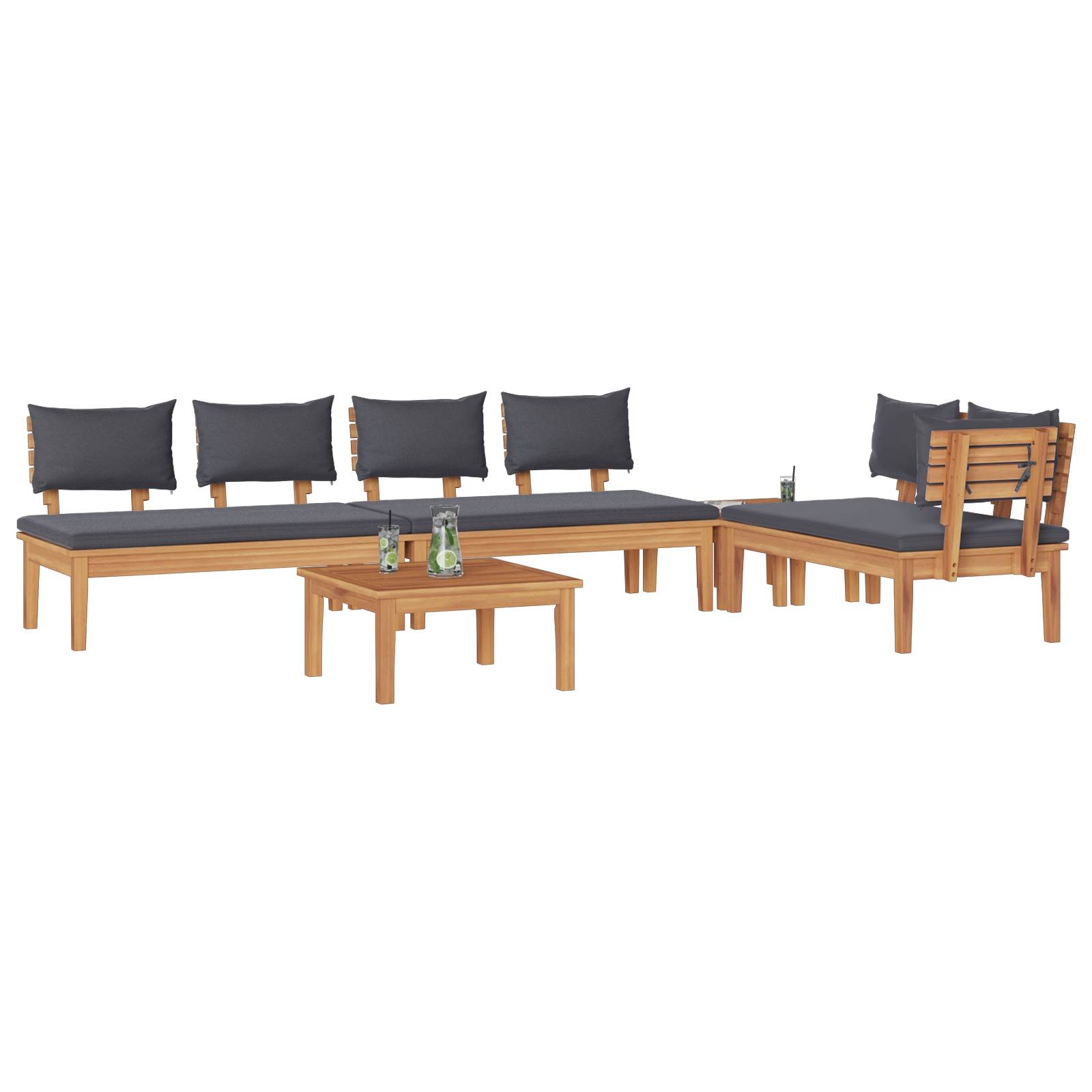 vidaXL 5-tlg. Gartentischset mit Kissen - Robustes Teakholz
