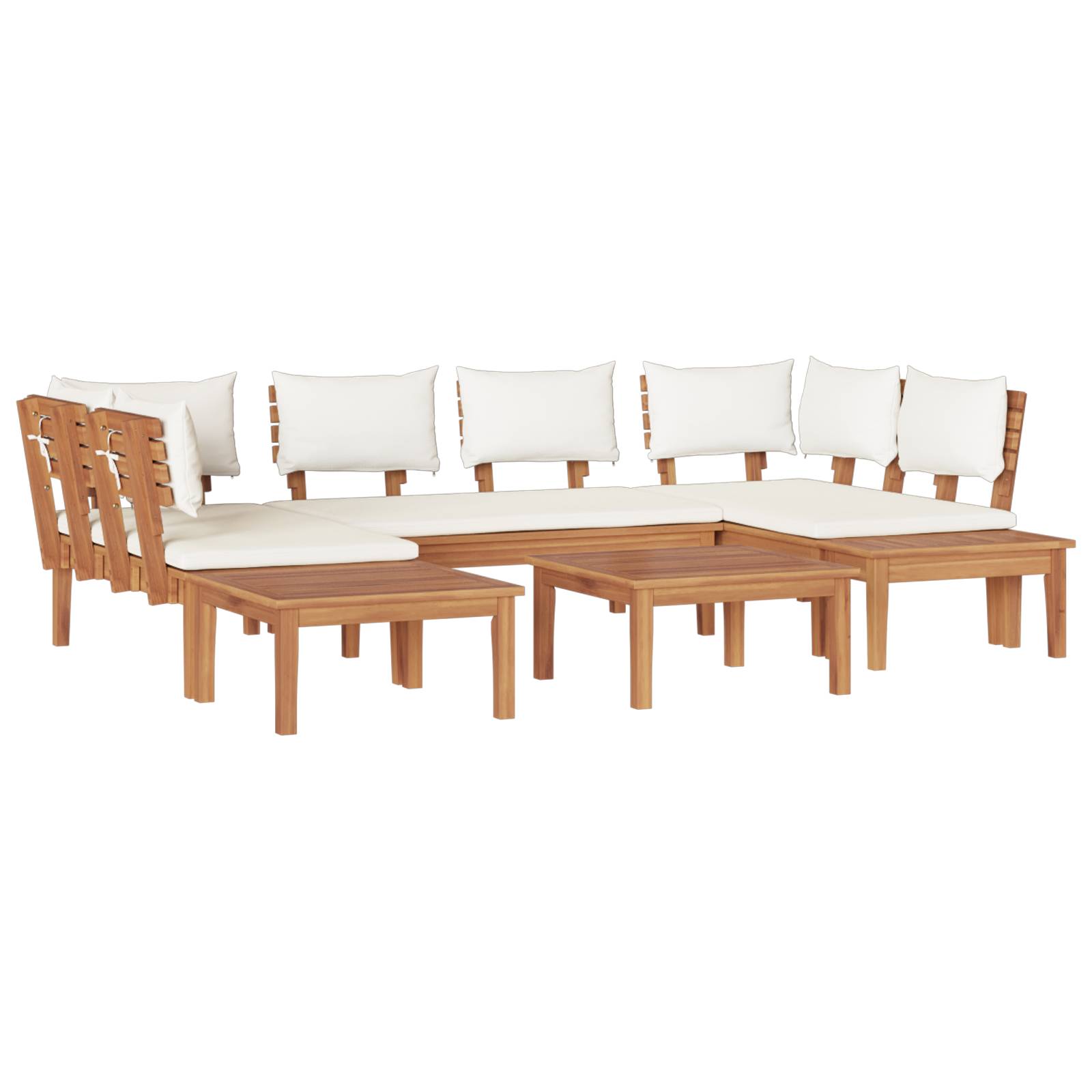 vidaXL 4-teiliges Gartenbank-Set mit Kissen - Hergestellt aus solidem Teakholz