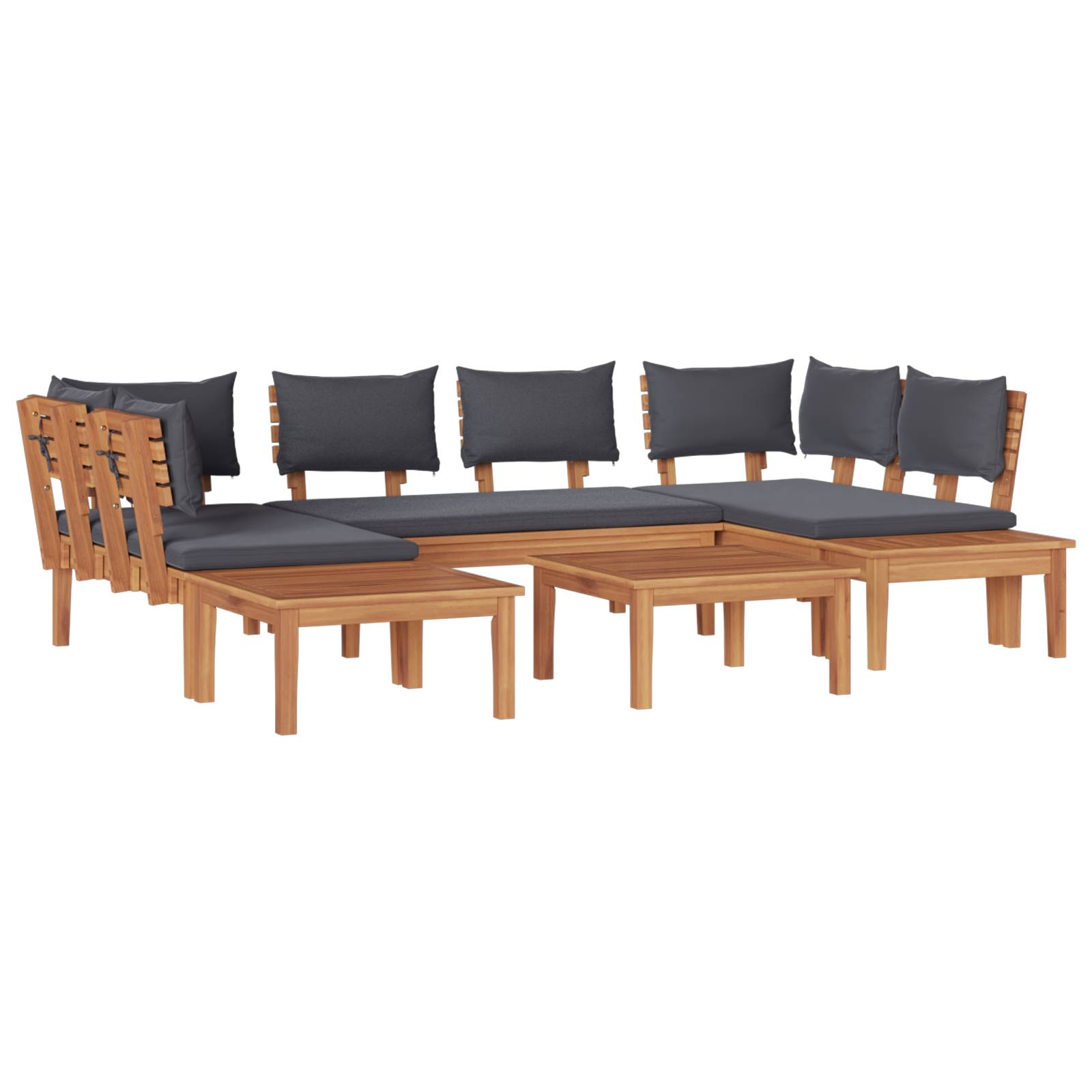 vidaXL 4-teiliges Gartenbank-Set mit Kissen - Robustes Teakholz