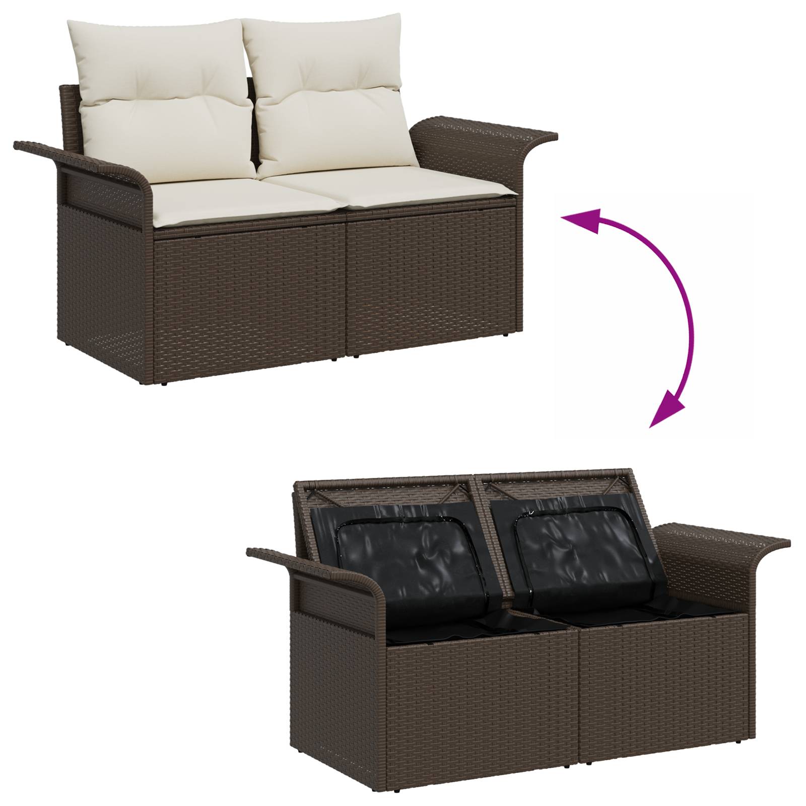 vidaXL 9-teiliges Garten-Sofa-Set mit Kissen Braun Poly Rattan