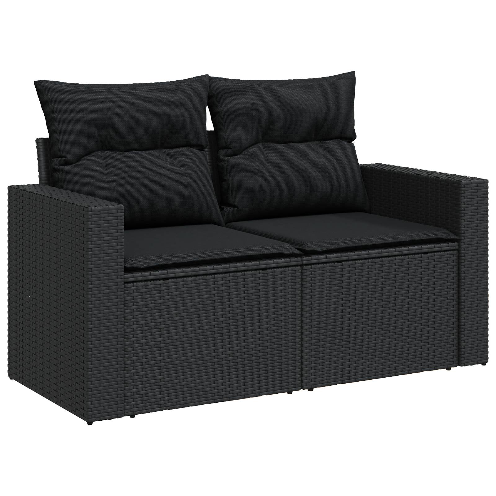vidaXL 14-teiliges Garten-Sofa-Set mit Kissen Schwarz Poly Rattan Akazie