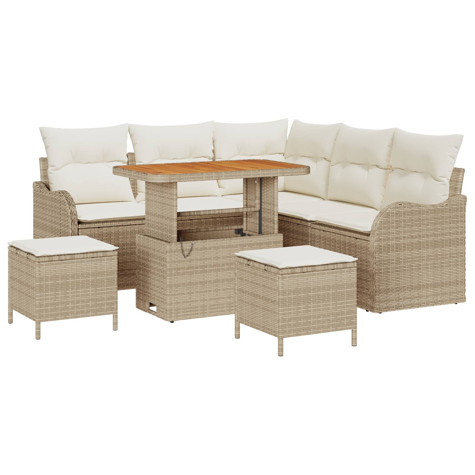 vidaXL 8-teiliges Garten Sofa Set mit Kissen Beige Poly Rattan Akazie