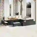 vidaXL 13-tlg. Garten-Sofagarnitur mit Kissen Schwarz Poly Rattan vidaXL 13-tlg. Garten-Sofagarnitur mit Kissen Schwarz Poly Rattan