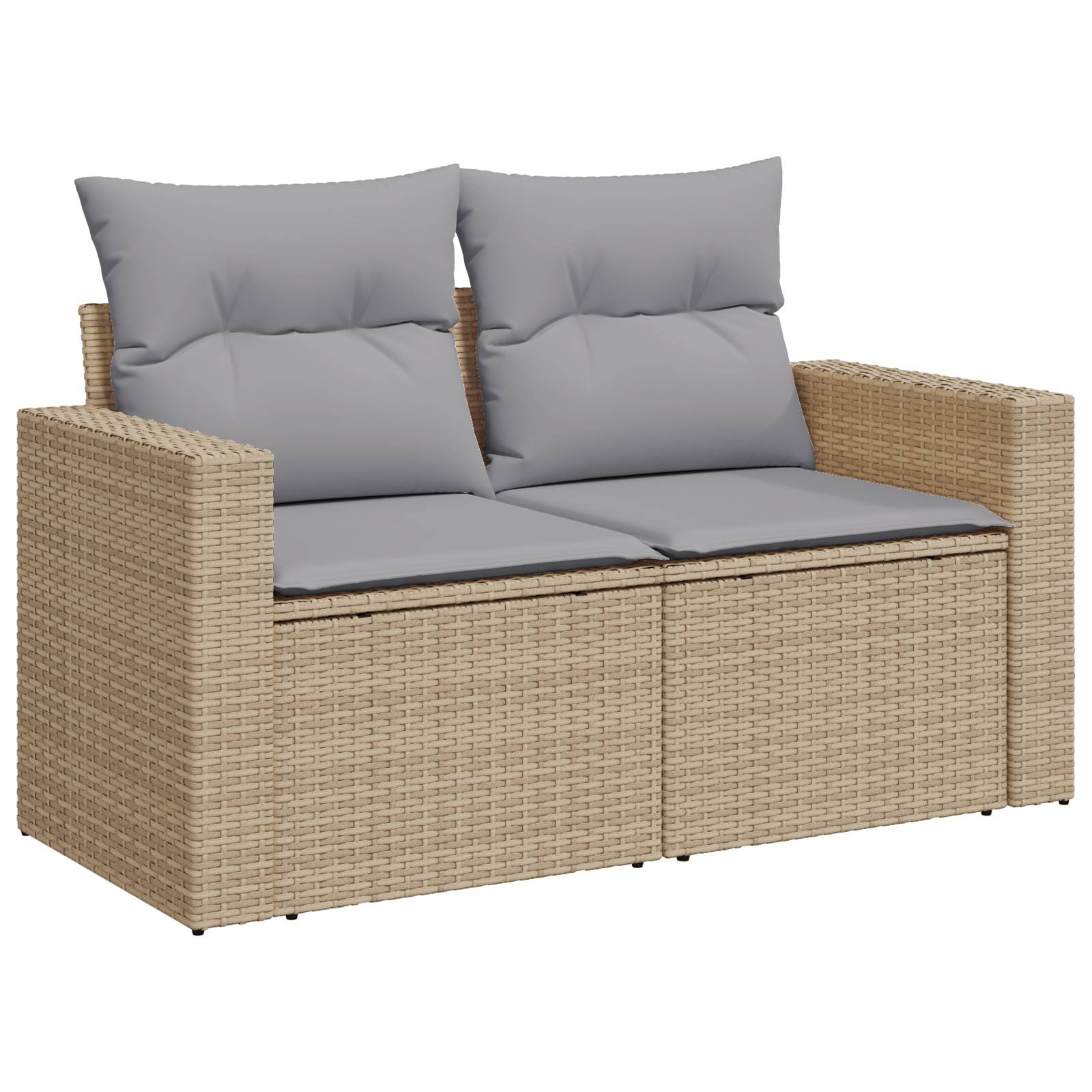 vidaXL 9-teiliges Garten-Sofa-Set mit Kissen Beige Poly-Rattan Akazie