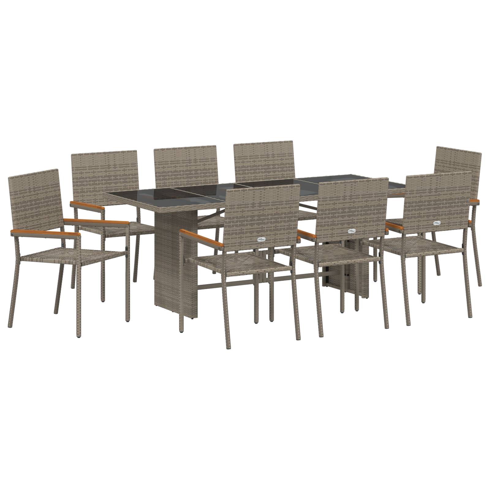 vidaXL 9-tlg. Garten-Essgruppe Grau Poly Rattan