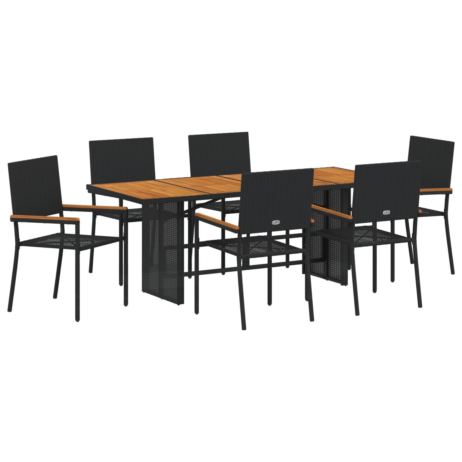 vidaXL 7-tlg. Garten-Essgruppe Schwarz Poly Rattan