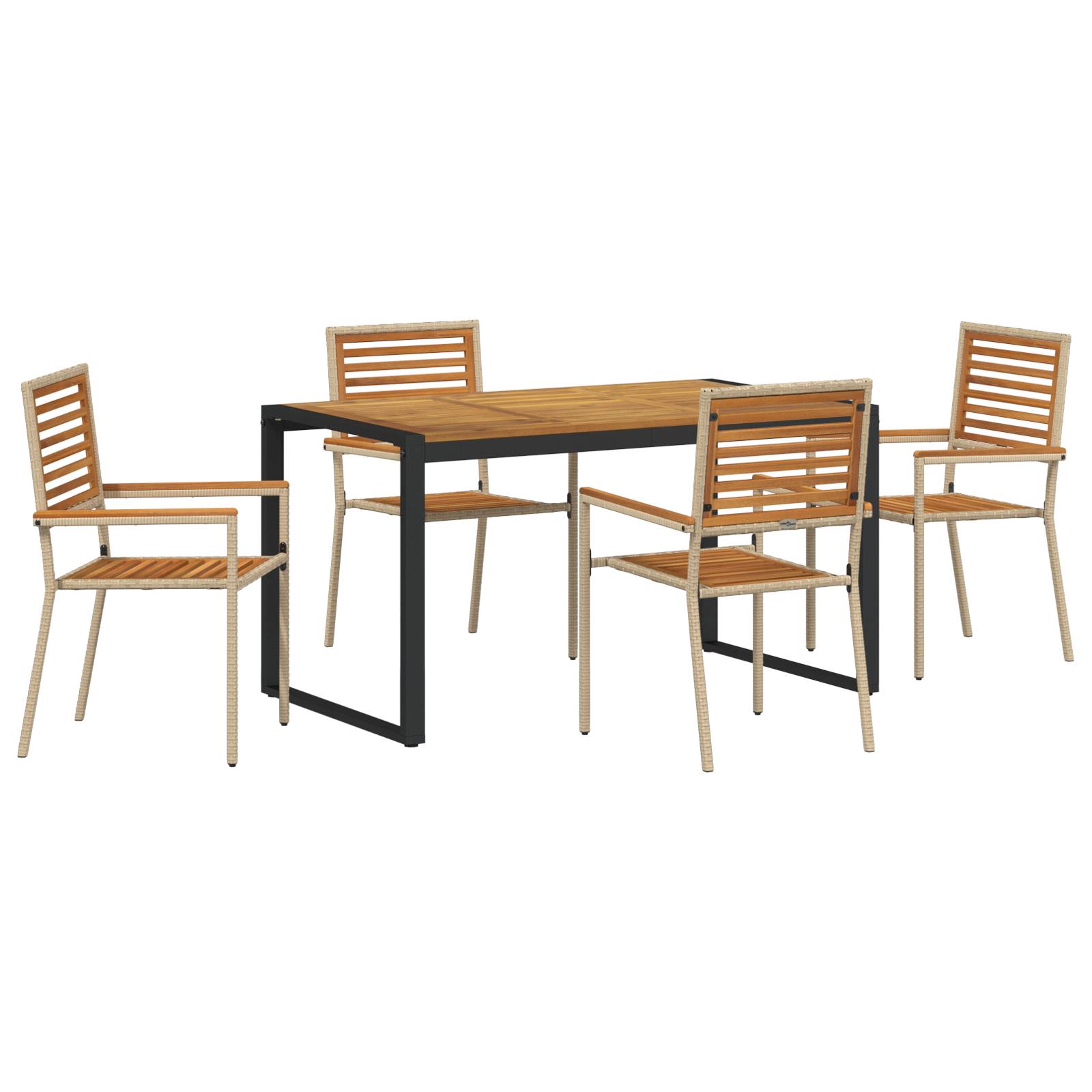 vidaXL 5-teiliges Garten Esszimmer Set Beige Poly Rattan Akazie
