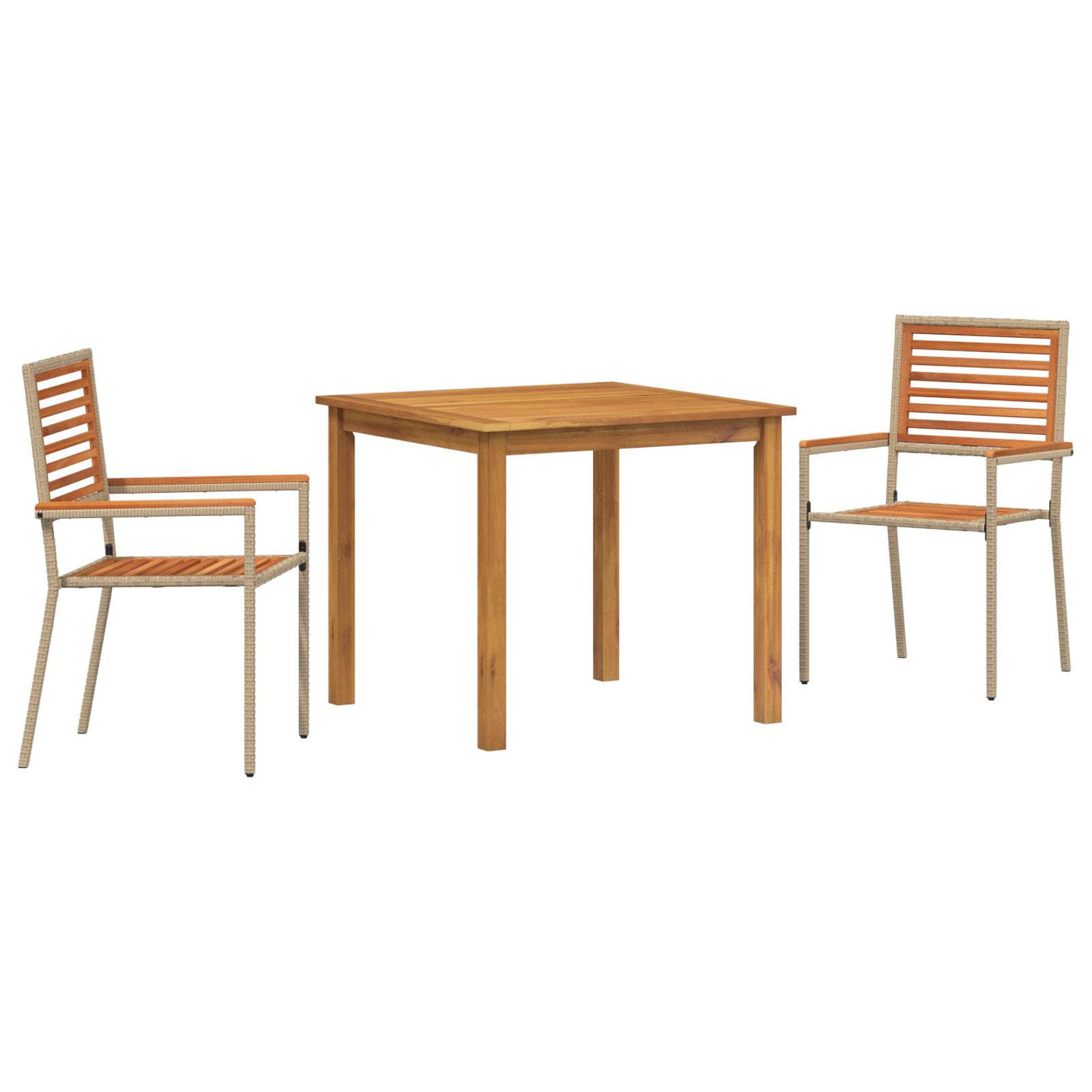 vidaXL 3-teiliges Garten-Essset Beige Poly Rattan Akazie