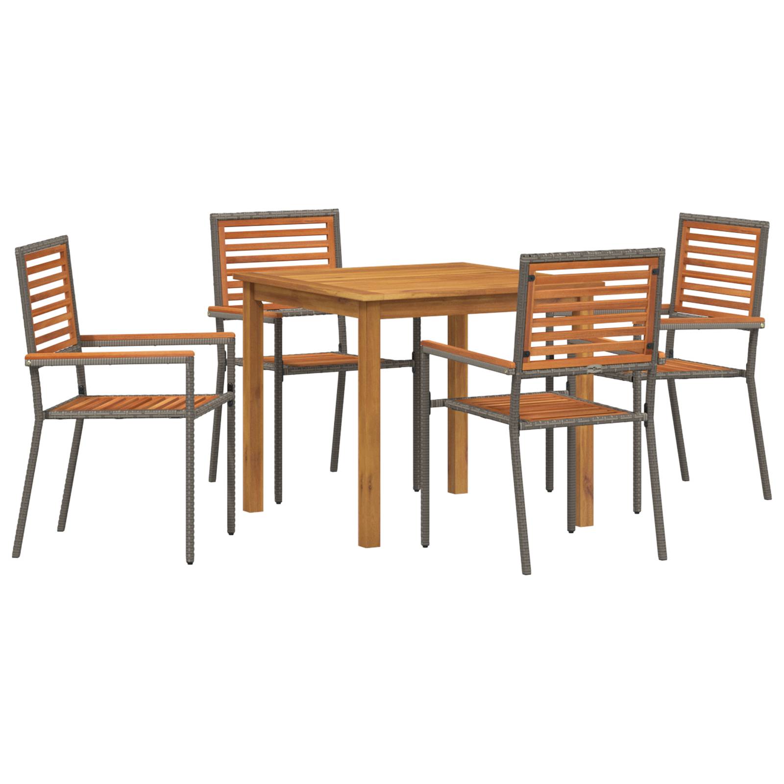 vidaXL 5-teilige Garten-Essgruppe Grau Poly-Rattan Akazie