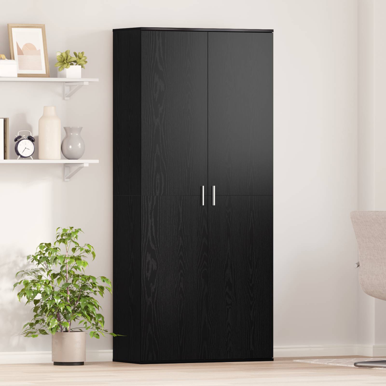 vidaXL Highboard Schwarz Eiche 80x35x180 cm Holzwerkstoff