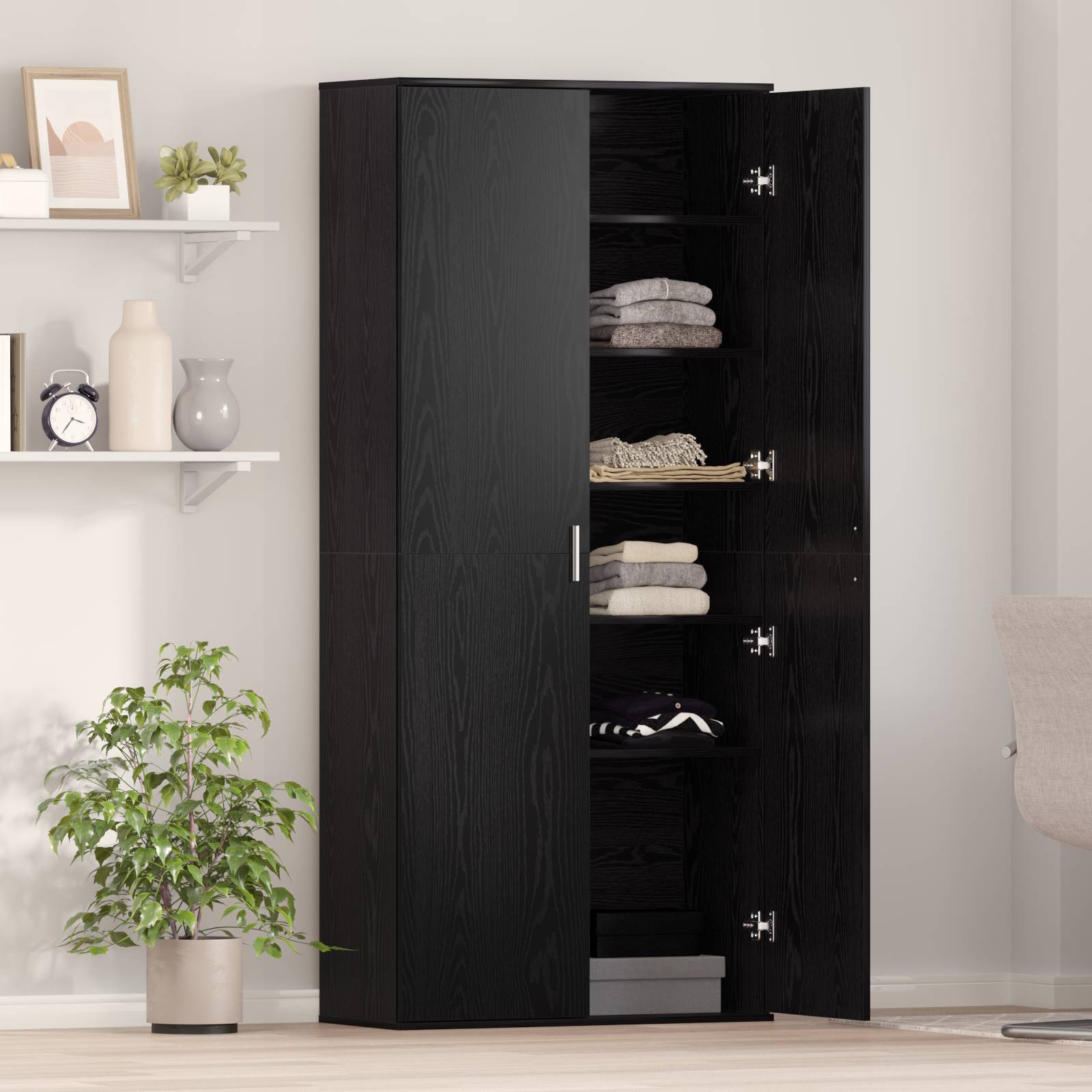 vidaXL Highboard Schwarz Eiche 80x35x180 cm Holzwerkstoff