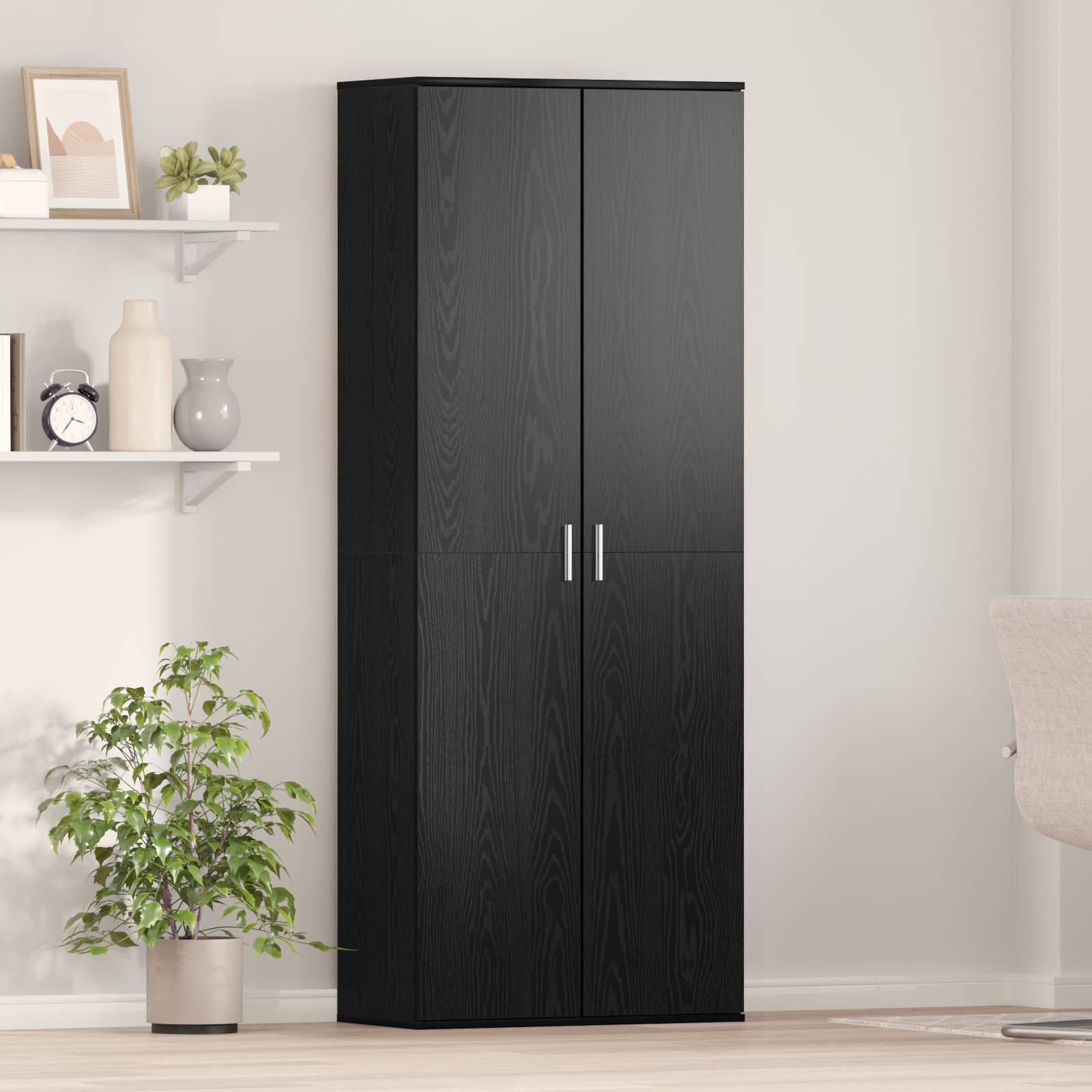 vidaXL Highboard Schwarz-Eiche 70x35x180 cm Holzwerkstoff