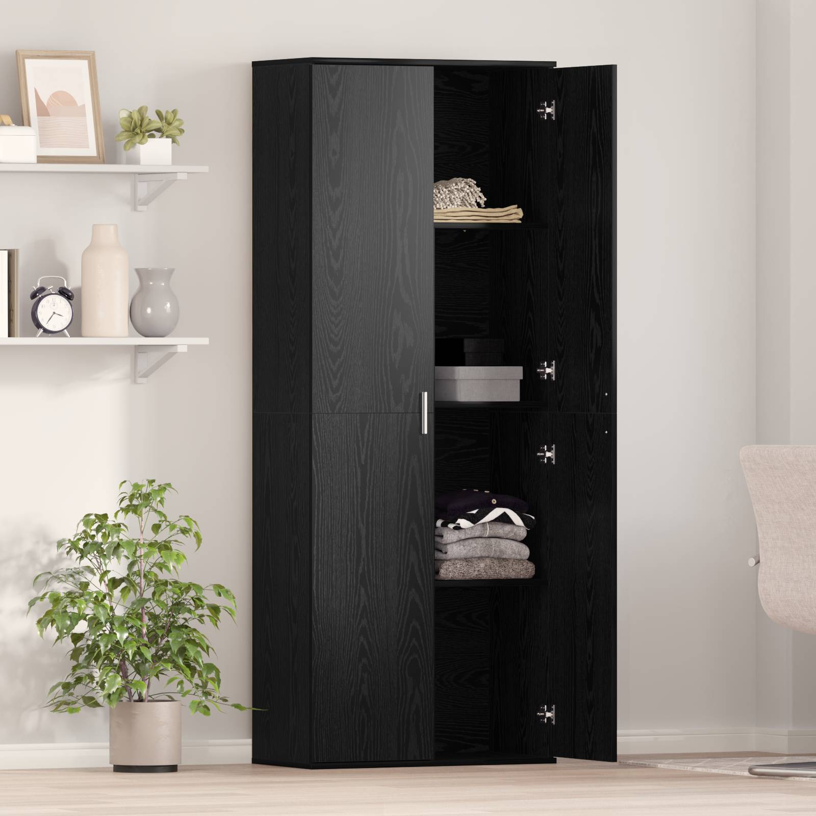 vidaXL Highboard Schwarz-Eiche 70x35x180 cm Holzwerkstoff