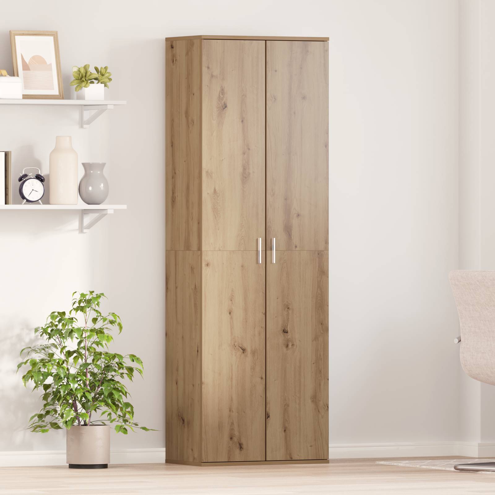 vidaXL Hochschrank Artisan Eiche 60x35x180 cm verarbeitetes Holz