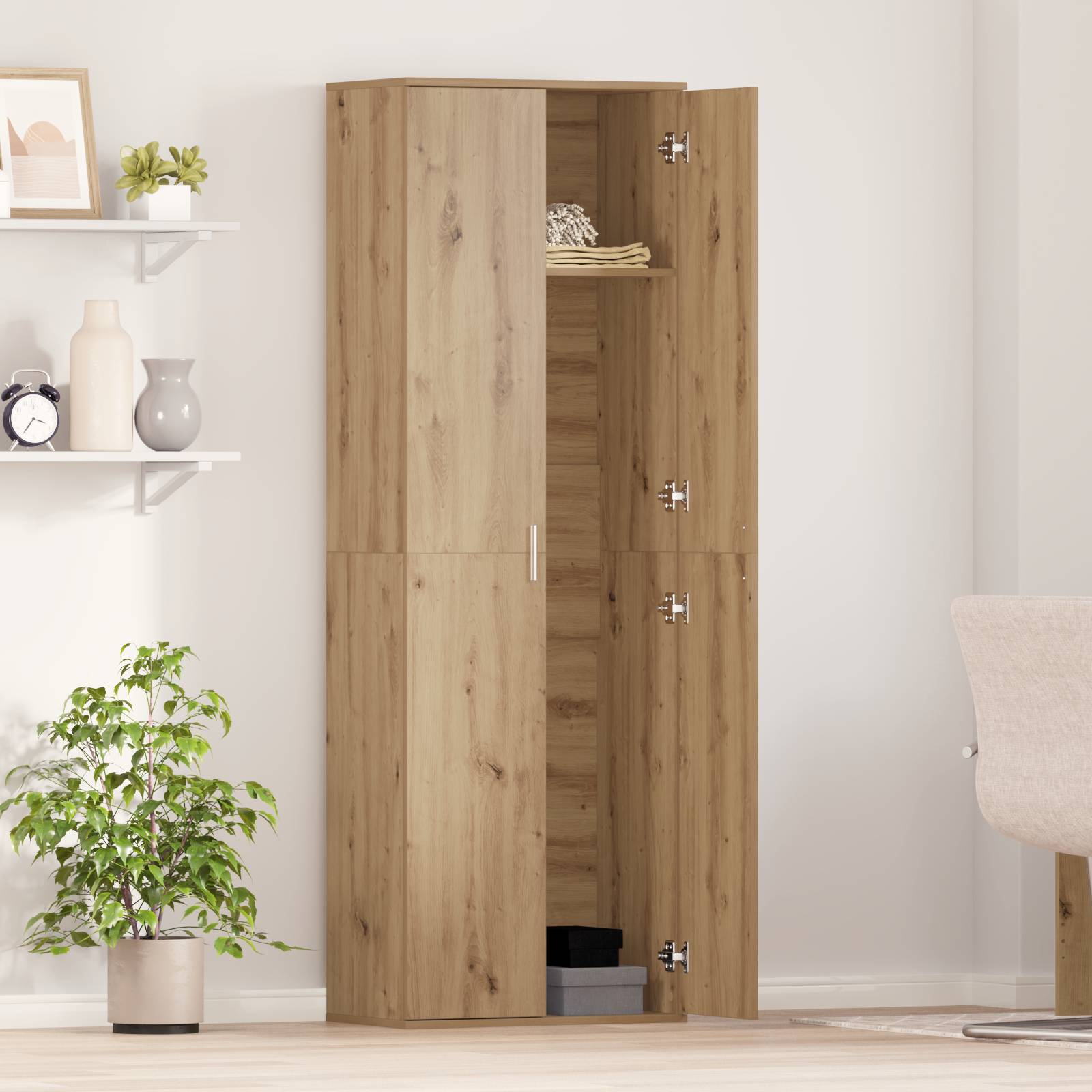 vidaXL Hochschrank Artisan Eiche 60x35x180 cm verarbeitetes Holz