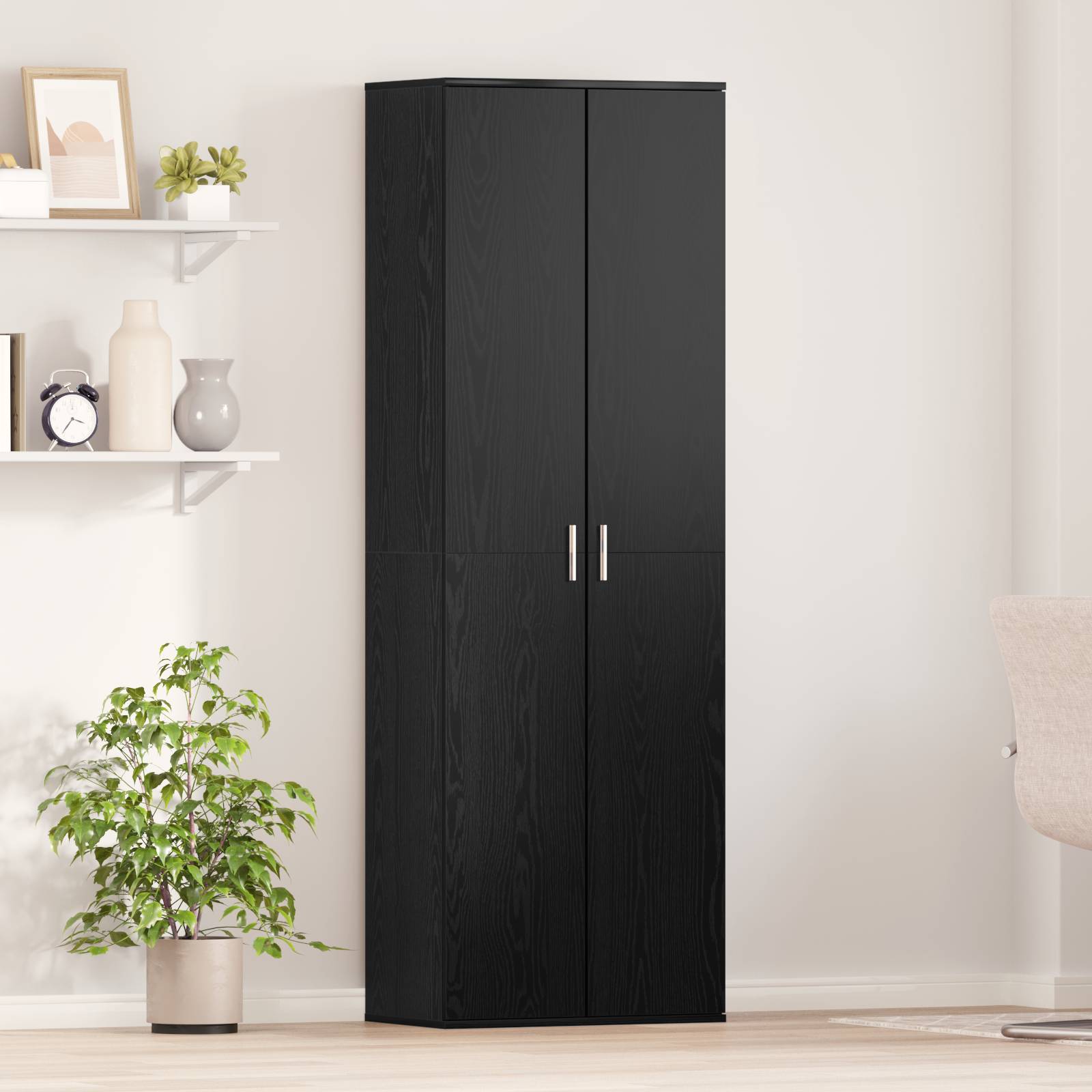 vidaXL Highboard Schwarz Eiche 60x35x180 cm Holzwerkstoff