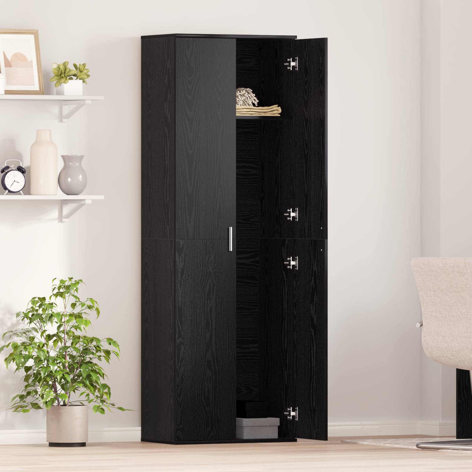vidaXL Highboard Schwarz Eiche 60x35x180 cm Holzwerkstoff