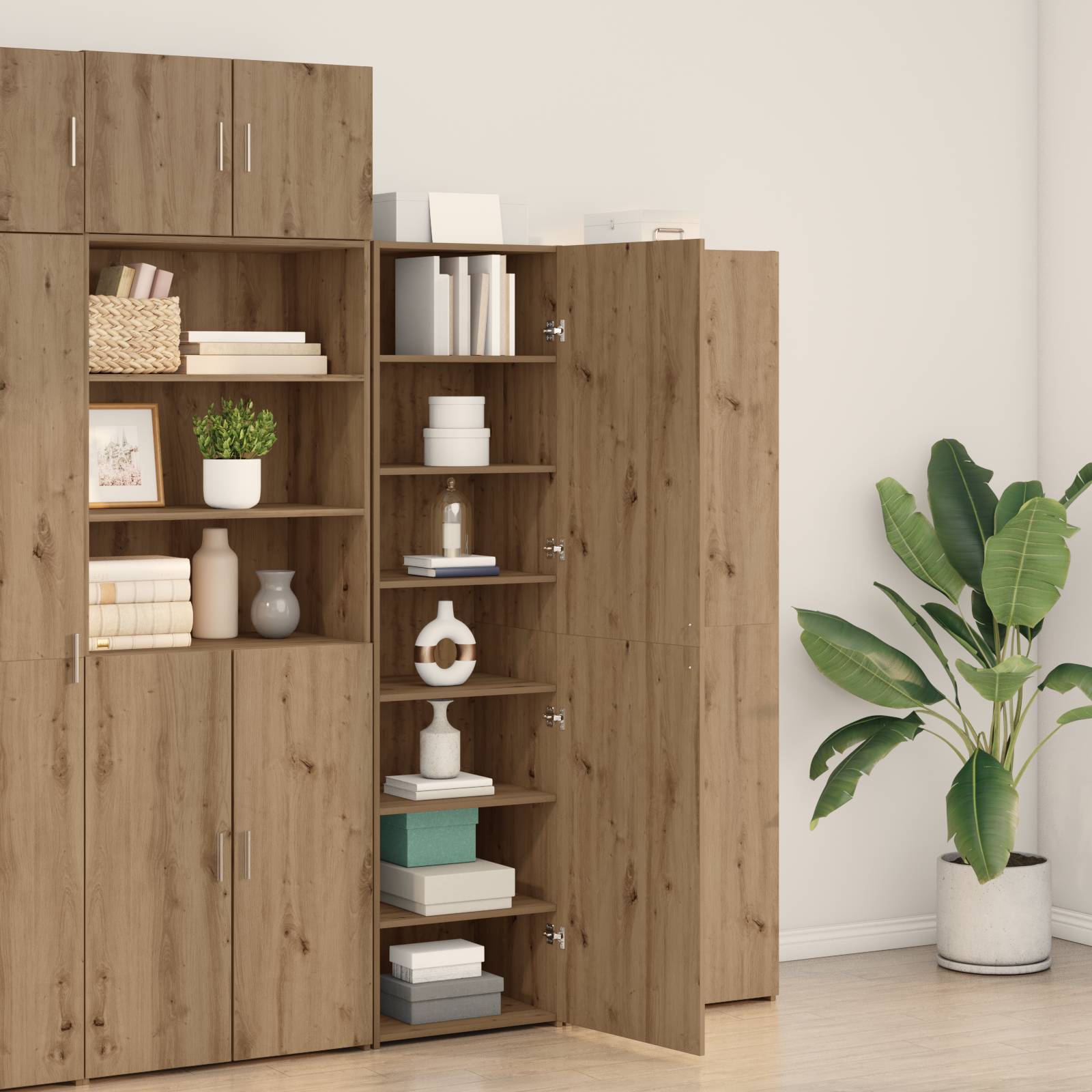 vidaXL Highboard Kunsthandwerk Eiche 50x42.5x185 cm Ingenieurs Holz