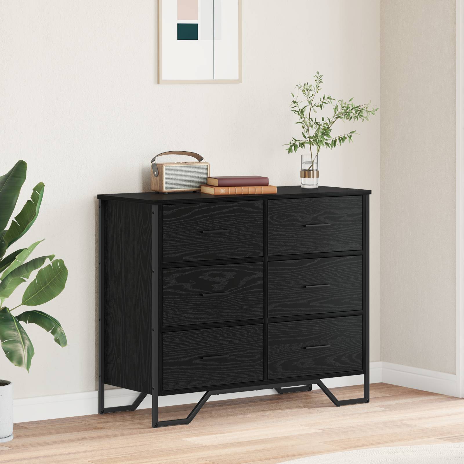 vidaXL Kommode Schwarz-Eiche 91x35,5x74,5 cm Holzwerkstoff