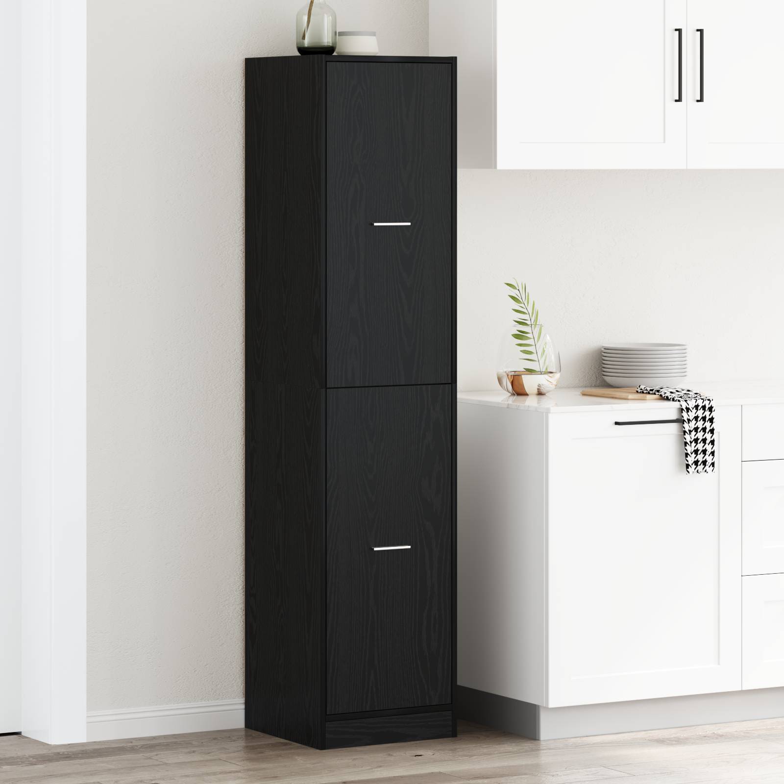 vidaXL Apotheker Schrank Schwarz Eiche 40x41x174.5 cm Spanplatte