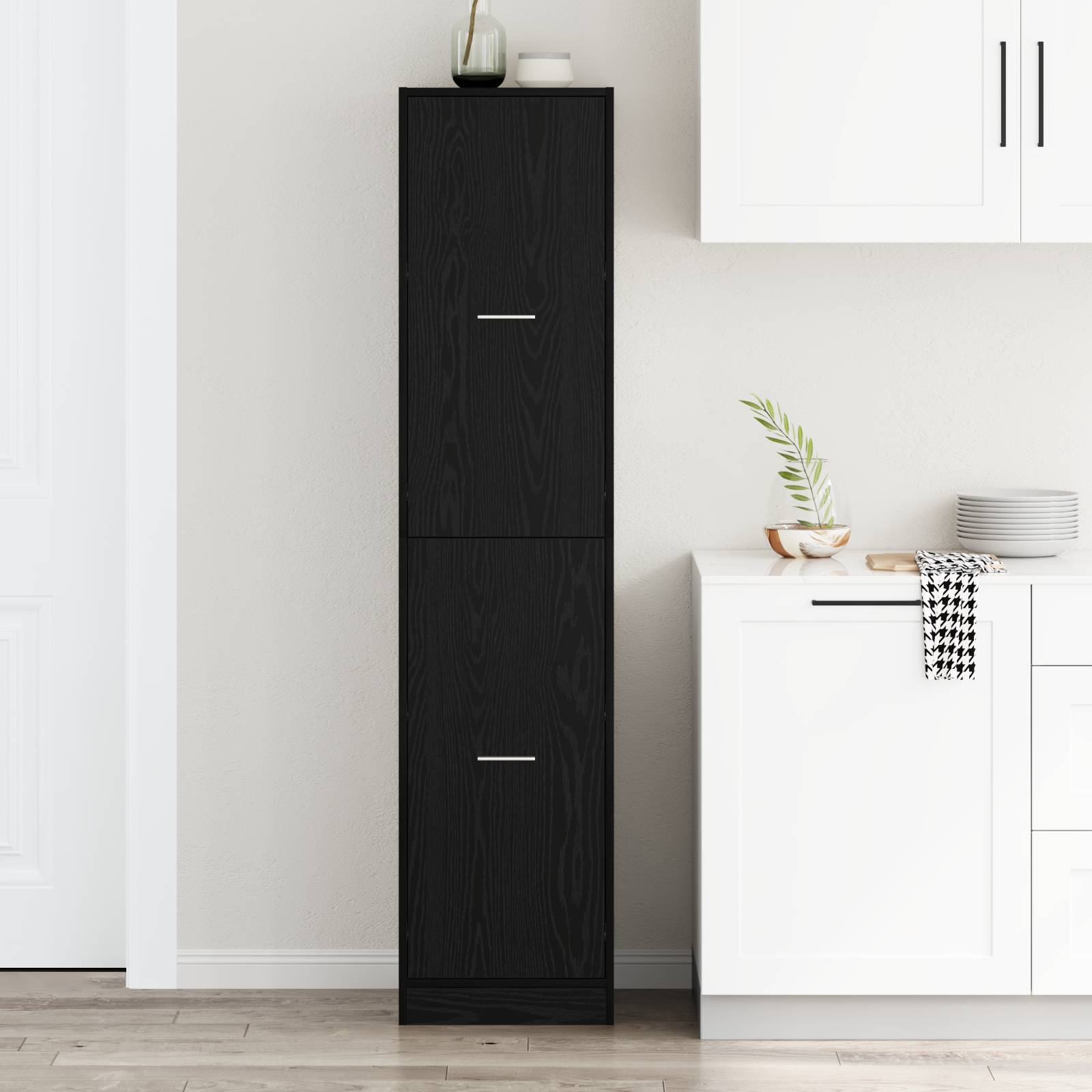 vidaXL Apotheker Schrank Schwarz Eiche 40x41x174.5 cm Spanplatte