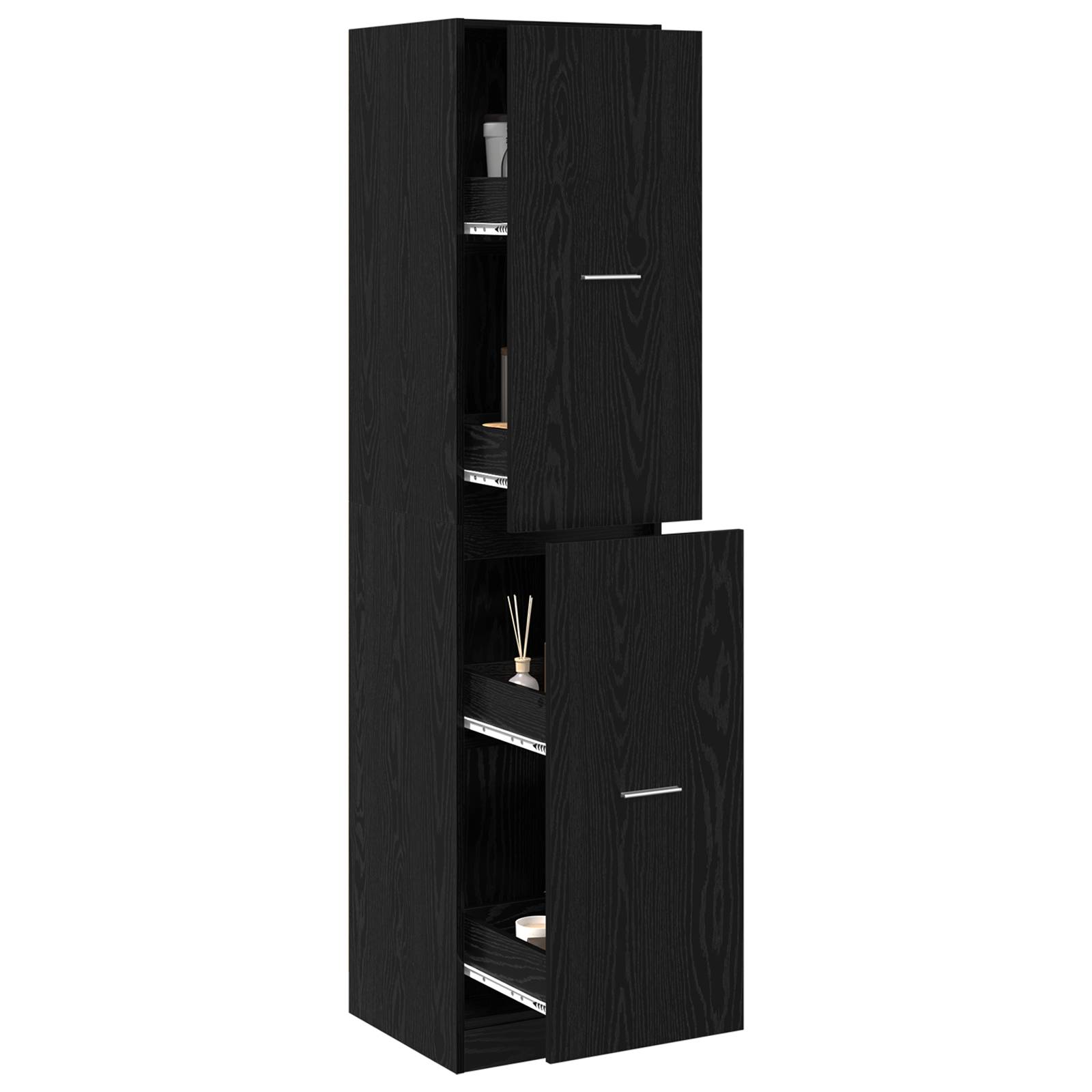 vidaXL Apotheker Schrank Schwarz Eiche 40x41x174.5 cm Spanplatte