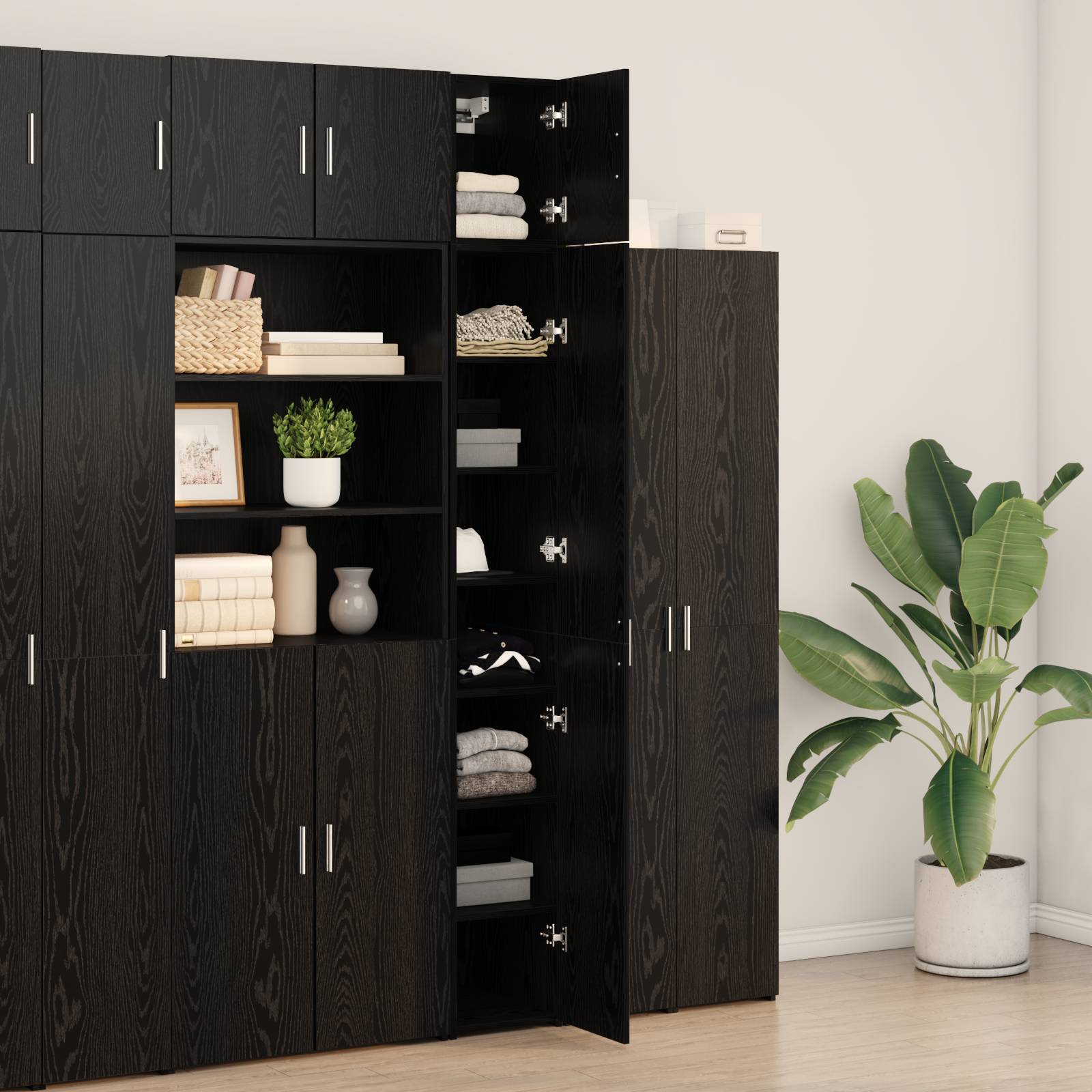 vidaXL Slim Storage Cabinet Schwarz Eiche 30x42.5x225 cm Holzwerkstoff